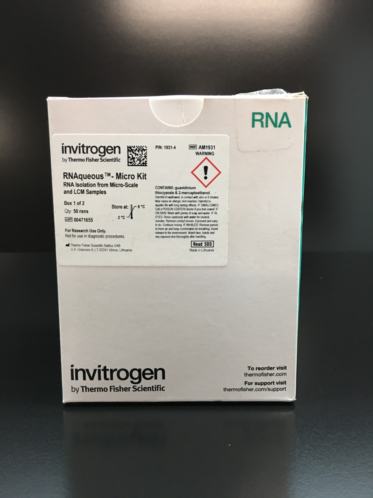 Invitrogen REF AM1931 RNAqueous Micro Total RNA Isolation Kit