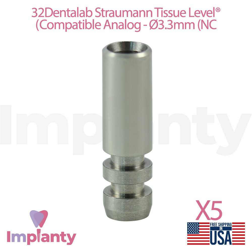 5x Dental Fixture Analog 3.3mm Narrow Crossfit Yellow Straumann Compatible