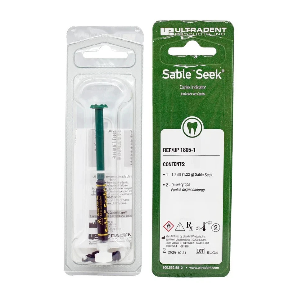 Sable Seek Caries Detector Dye Indicator Dentin Green Color 1.2ml (Fast Ship)