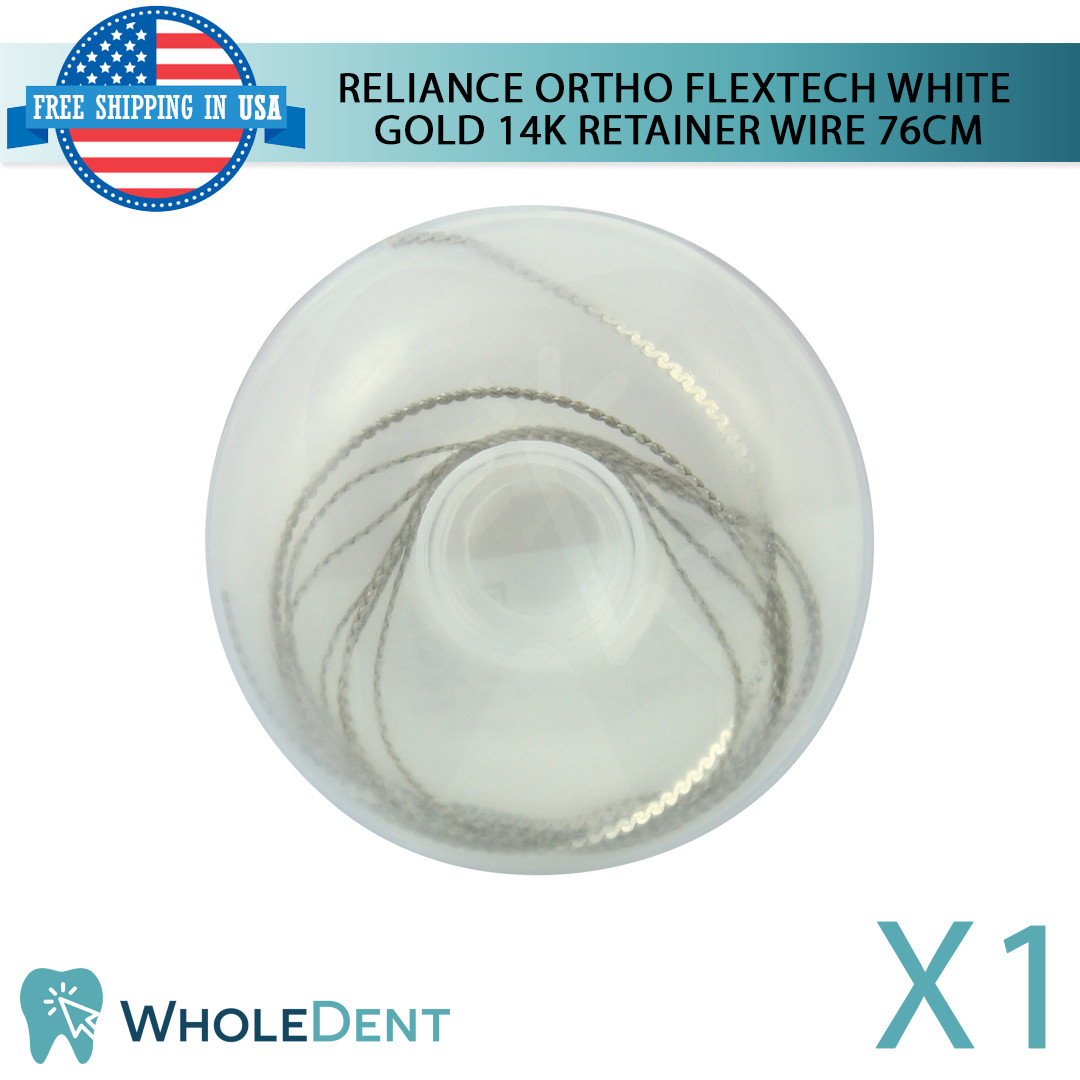 Dental Reliance Orthodontic Flextech White Gold 14K Lingual Retainer Wire 76cm