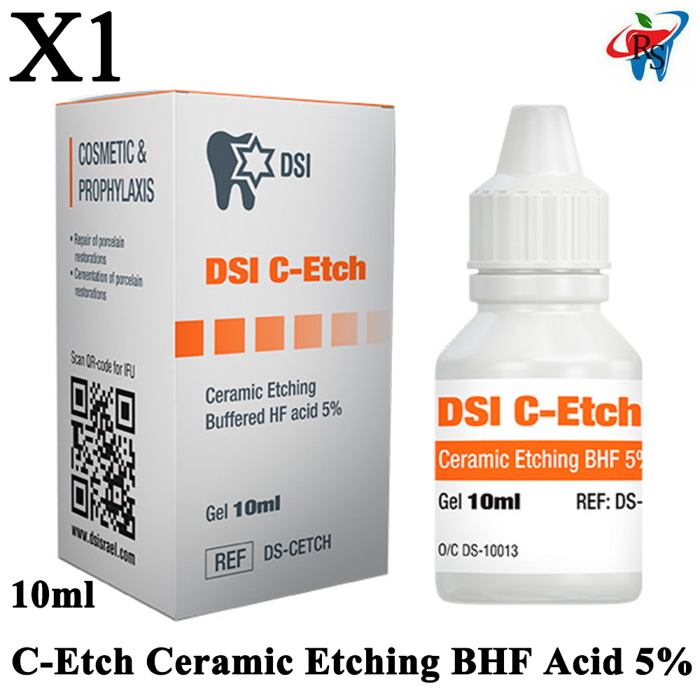 1pcs Dental C-Etch Ceramic Etching BHF Acid 5% 10ml Gel Porcelain Bottle