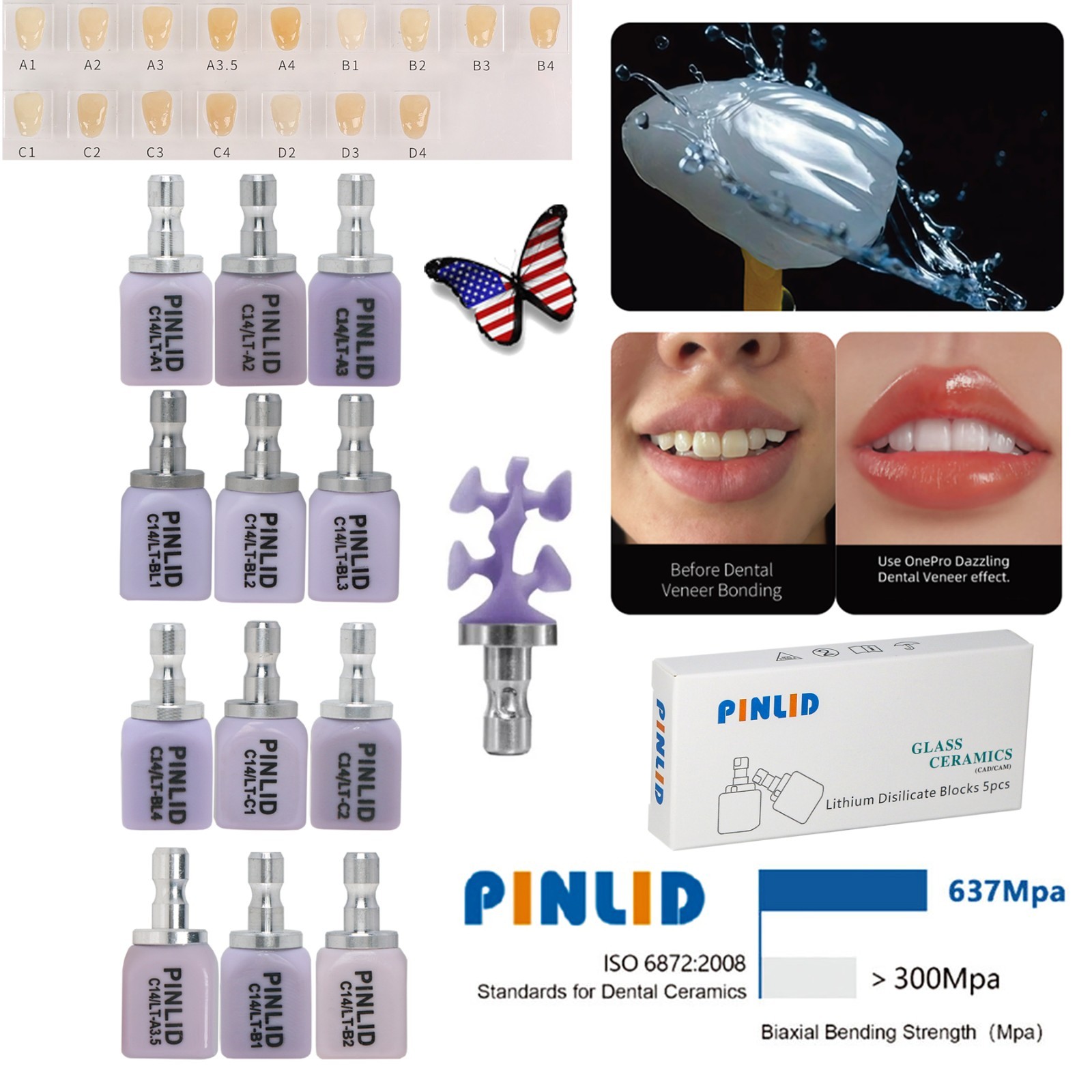 US Dental HT/LT Fit e.max CAD CEREC Blocks C14 Lithium Disilicate Glass Ceramic