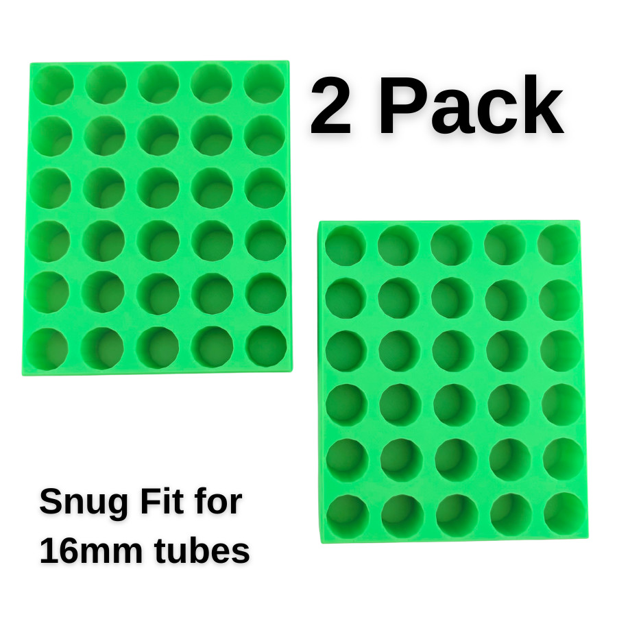 Blood Collection Tube Holder 2 Pack Green 16mm 10ml Phlebotomy Lab Rack USA Made