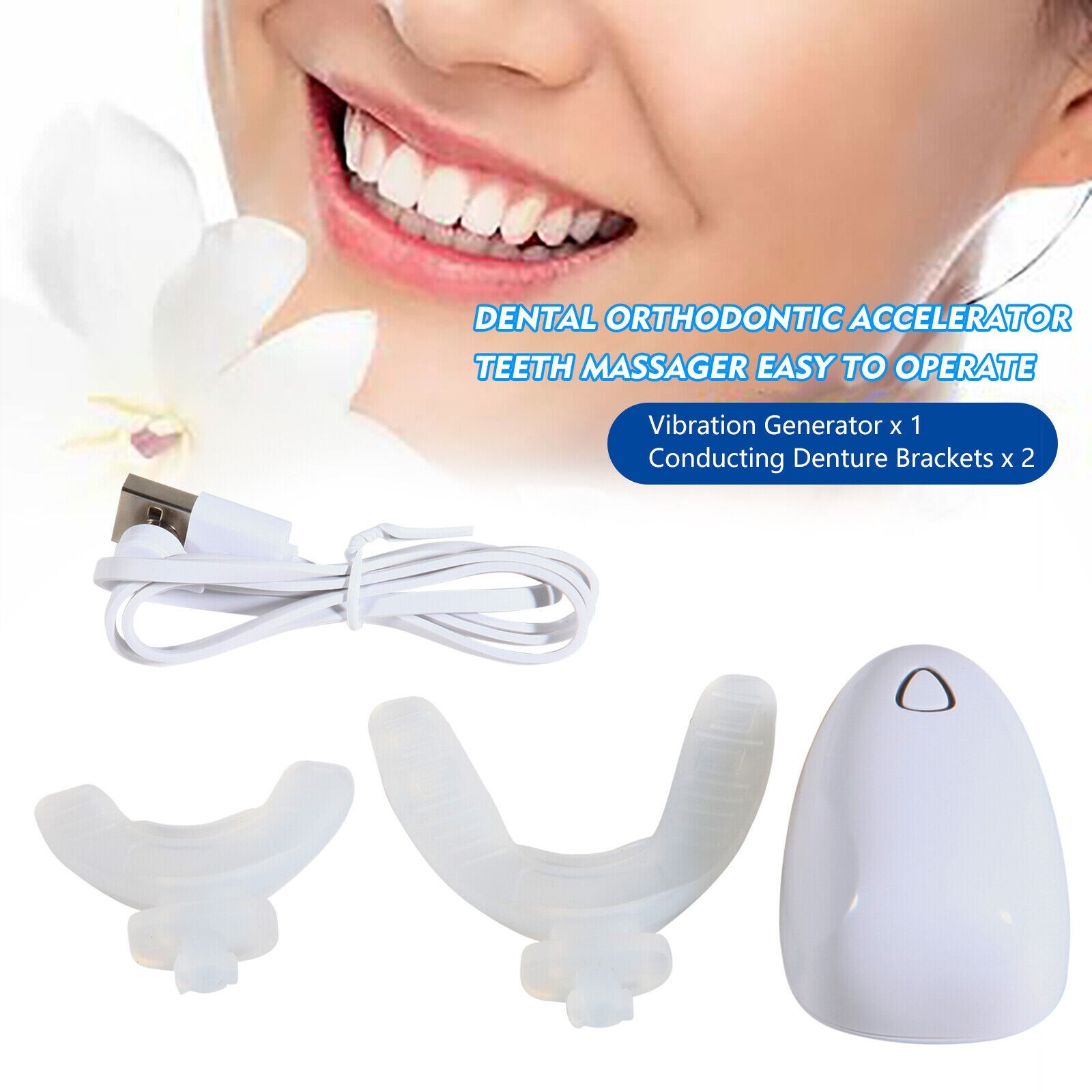 Dental Orthodontic Accelerator Teeth Massager Vibrator & 2 Brackets Tool Kit