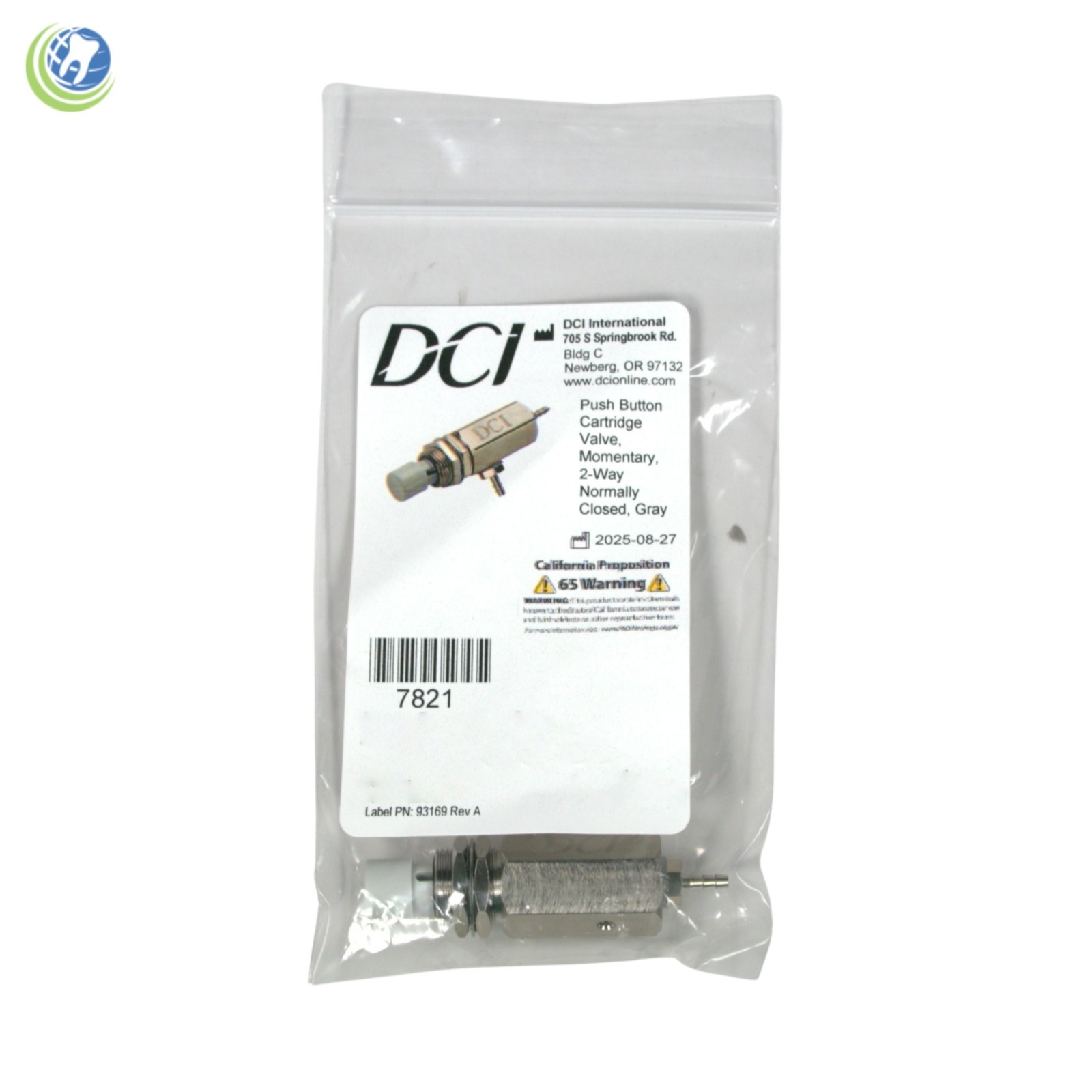 Push Button Cartridge Valve Momentary 2 Way Normally Closed Gray Color DCI 7821