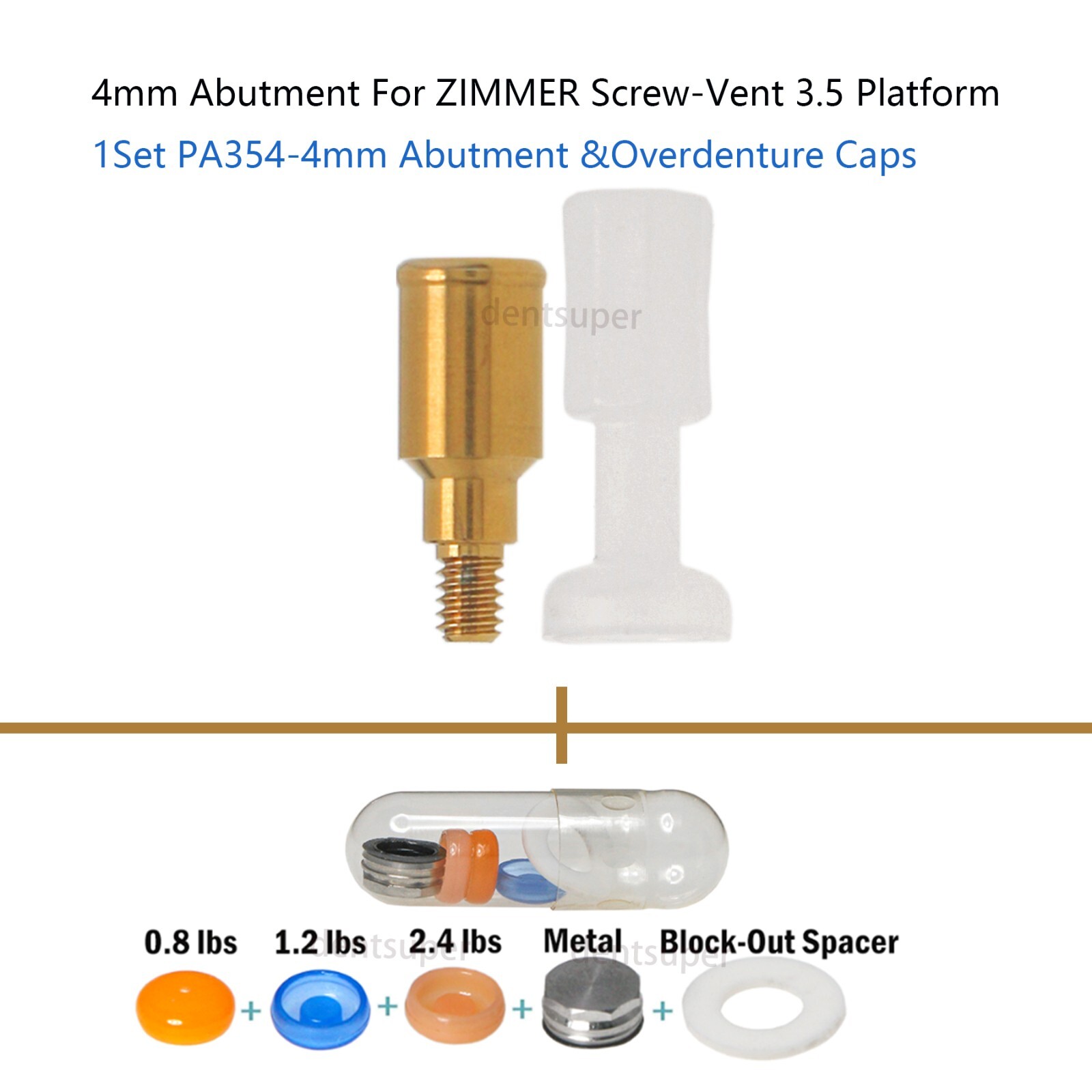 US Implant L0cator Dental Zimmer PA 3.5mm Abutments + PEEK Caps Tool 1-5mm Set