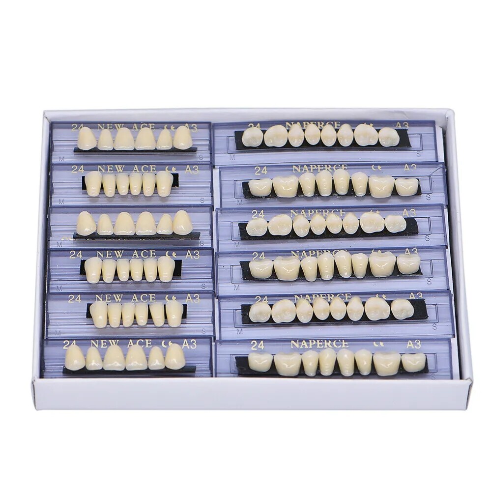168Pcs Dental Acrylic Resin Denture 24# Shade A3 Full Upper Lower False Teeth