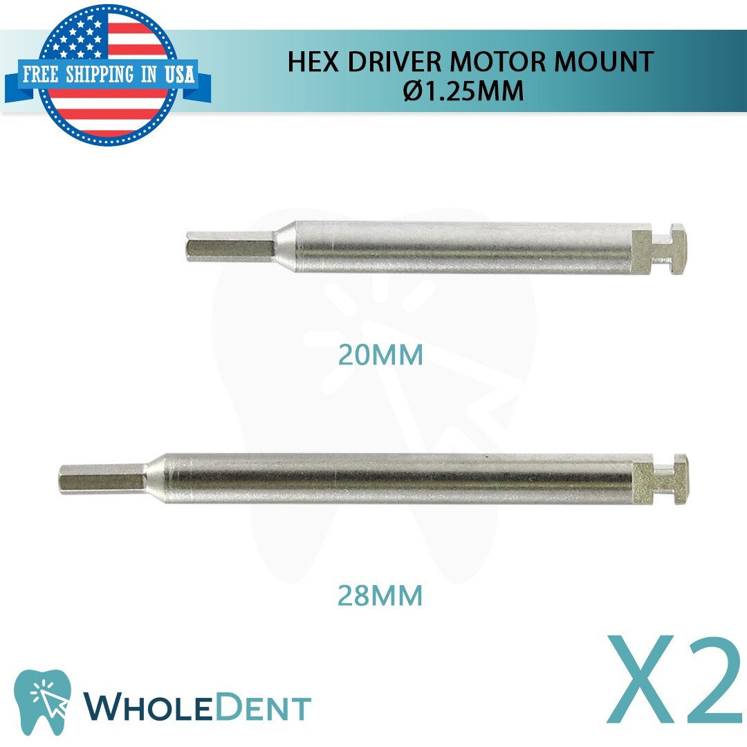 2 Motor Mount Hex Driver 1.25mm For Low Speed Turbine Dental Prosthetic Fixation