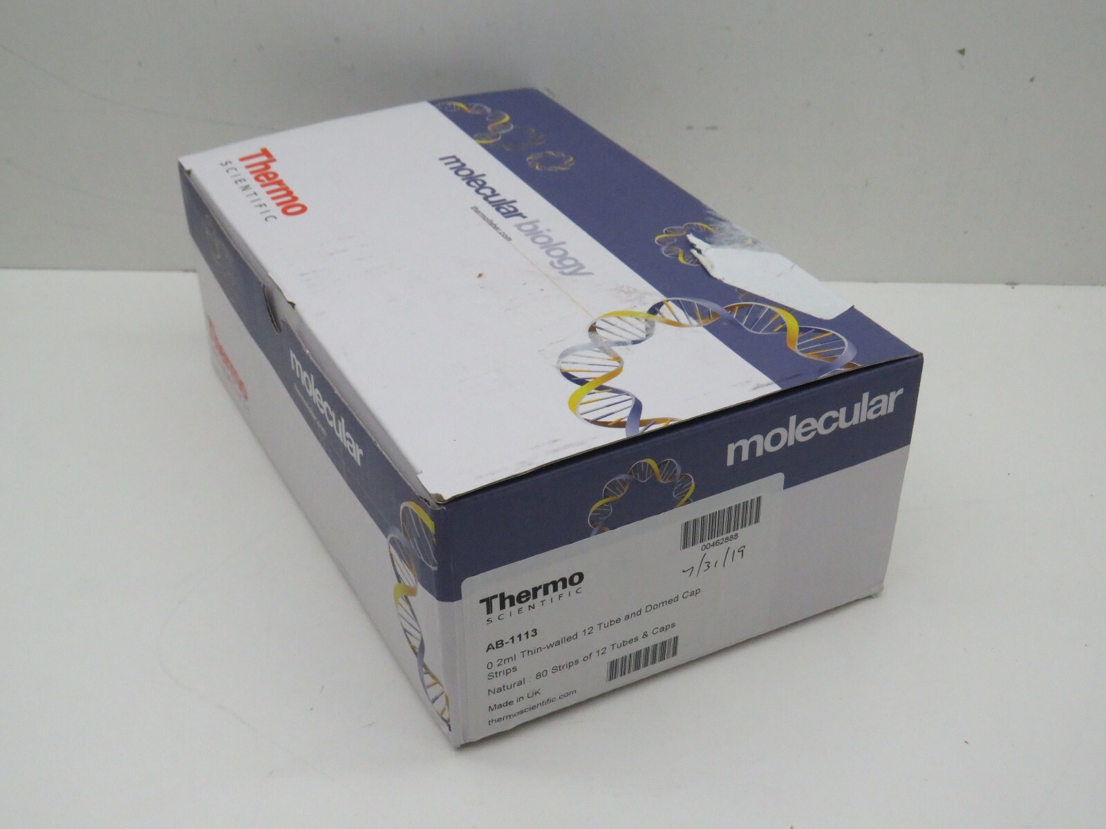 (80) Thermo Scientific AB-1113 Thin-Walled 12 Tube & Domed Cap PCR Strips 0.2ml