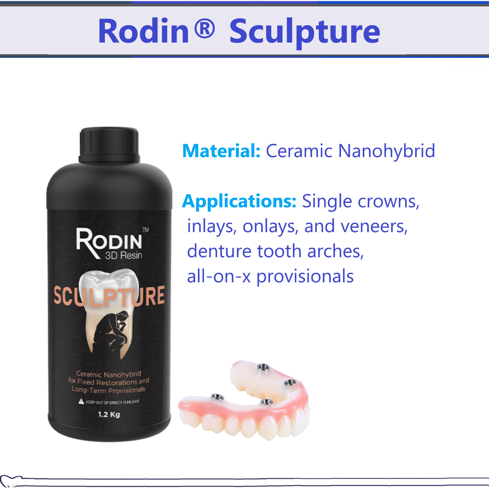 Dental PacDent Rodin Sculpture, A1, A2, A3, B1 Rodin 3D Resin Printing Materials