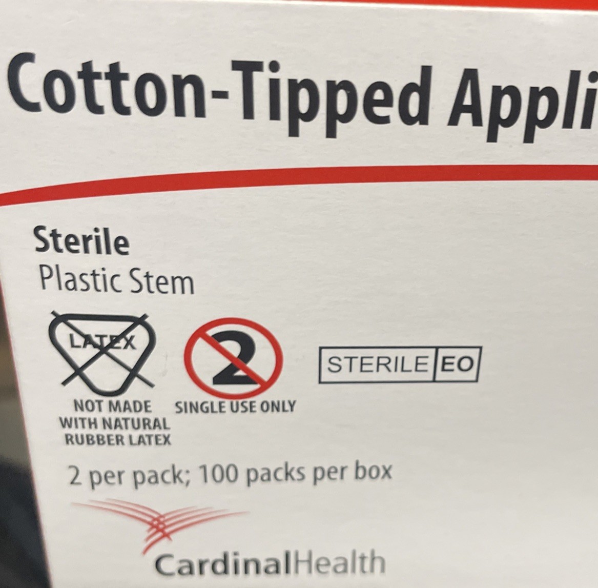 Sterile Cardinal Health Cotton-Tipped Applicators 100 Packs Per Bx (2 Per Pack)