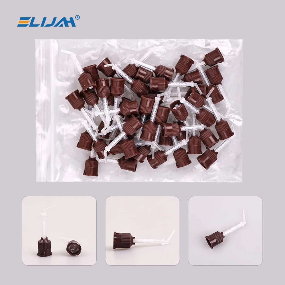 50pcs Dental Impression Material Silicone Rubber Crown Mixer Nozzle Mixing Tips