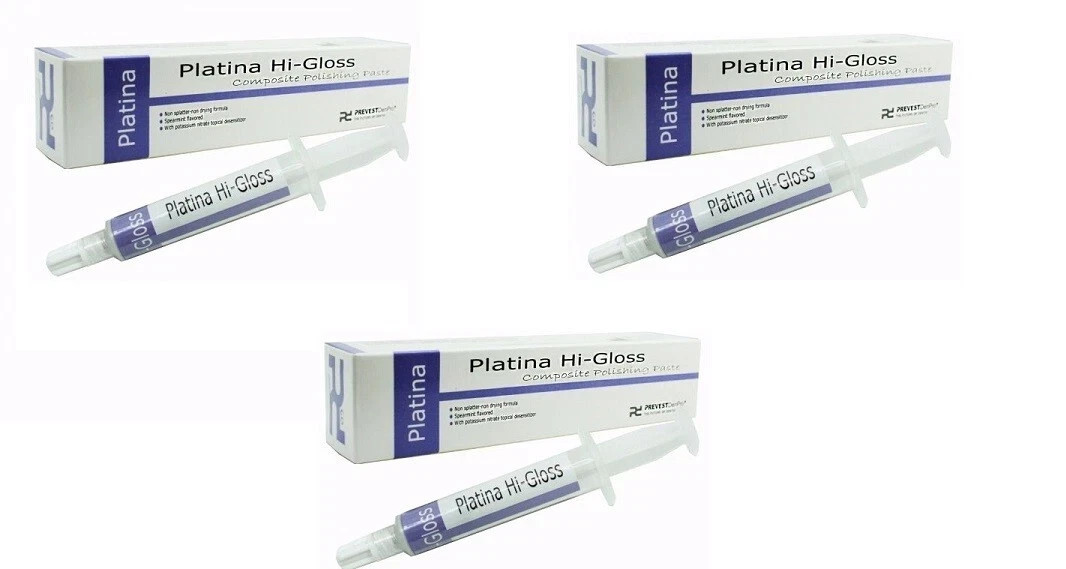 3 x Dental PLATINA HI GLOSS Composite Polishing Paste for restorations 4gm Pack