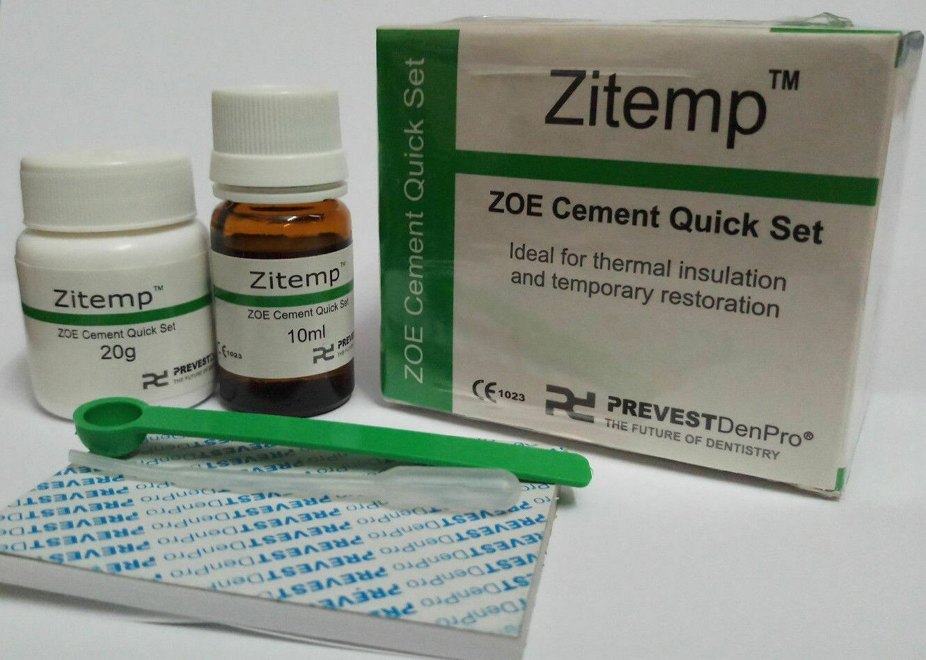 Prevest DenPro Zitemp Zinc Oxide Eugenol ZOE Cement Quick Set -Temporary 20g.