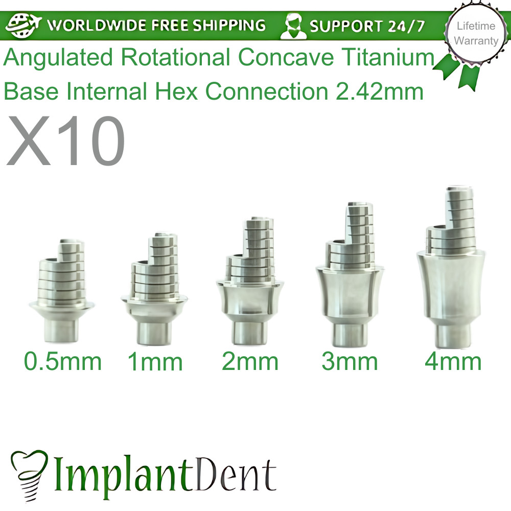 10x Angulated Rotational Concave CAD/CAM Ti-Base Dental Int Hex Connection 2.42m