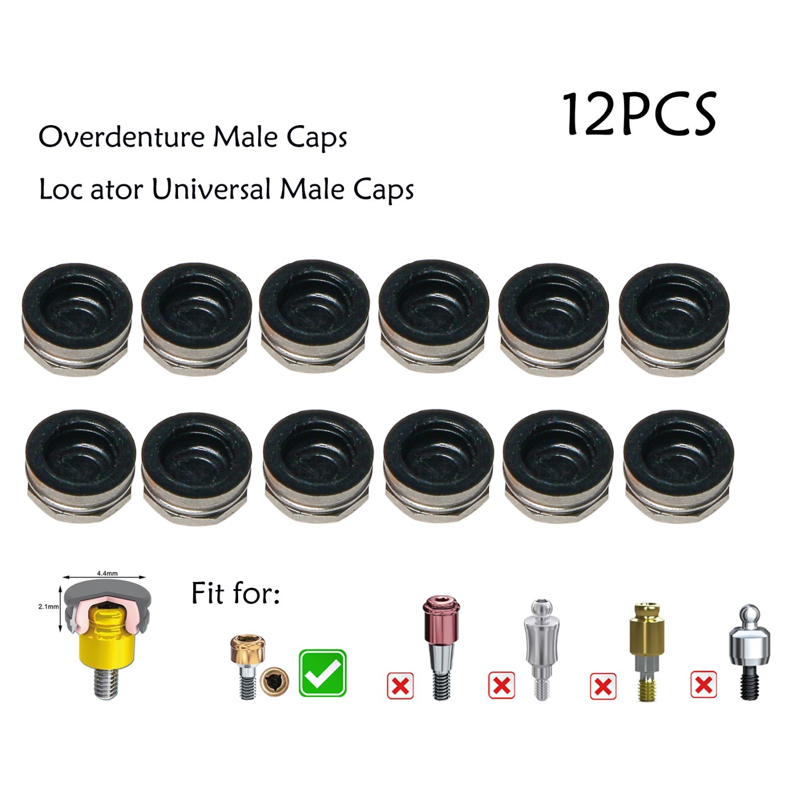 Dental Zest Locator Replacement Metal Housing &Black Lab Processing Cap Assembly
