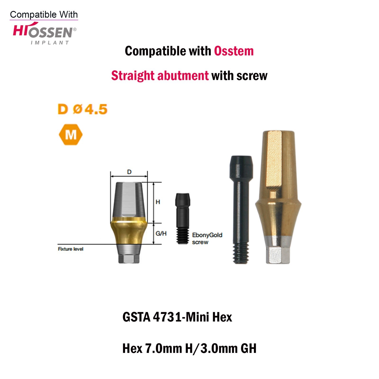 Titanium Straight Abutment Ti Cemented Abutment Compatible Osstem Hiossen TS M/R