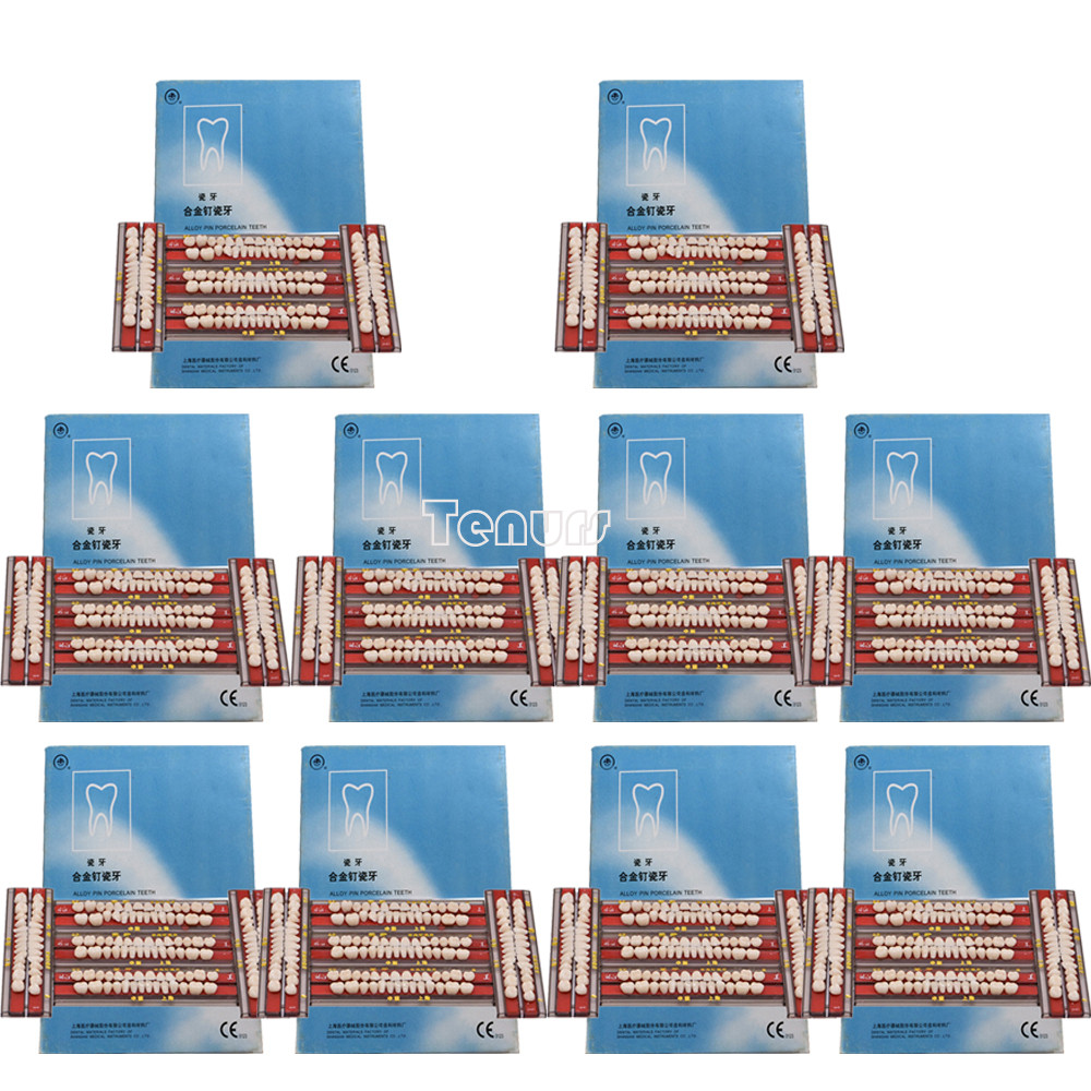 10box dental Alloy Pin Porcelain Teeth Material Shade A2 22/23/24/25#full set