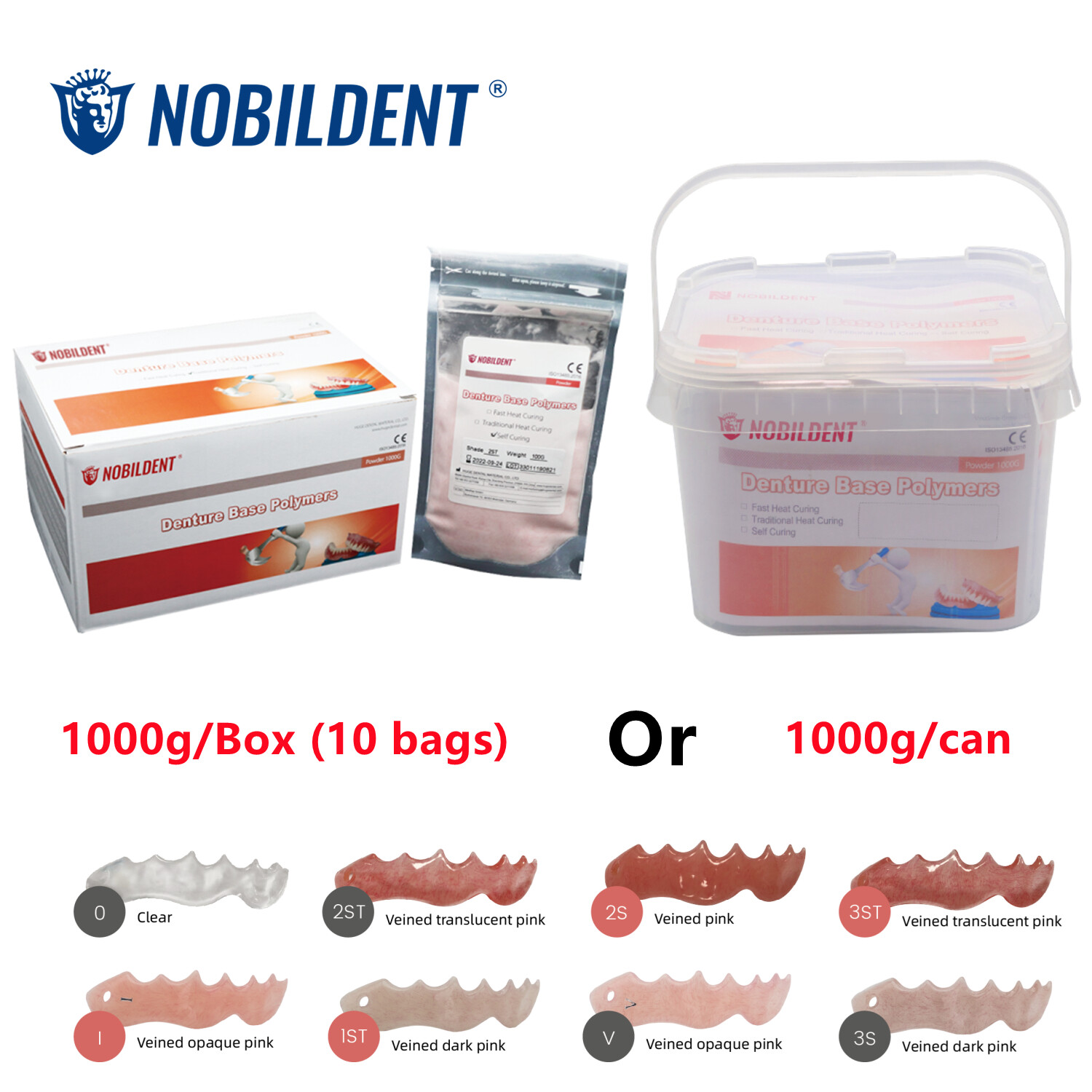 1000g Dental HEAT CURRING Acrylic Resin Denture Base Polymers Resin Powder Only