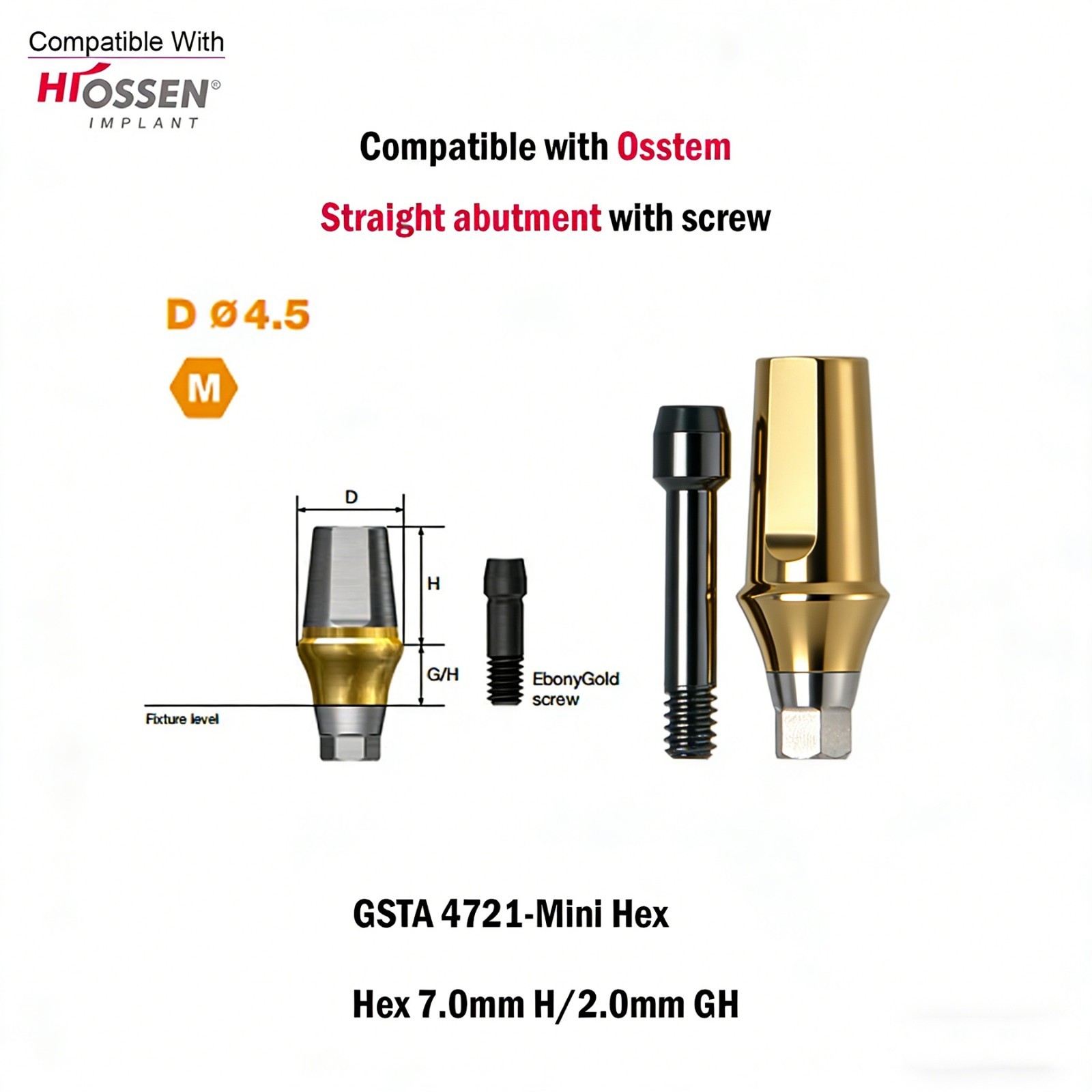 US 2Pcs Dental Hex Straight Transfer Abutment Mini Regular For Osstem Hiossen TS