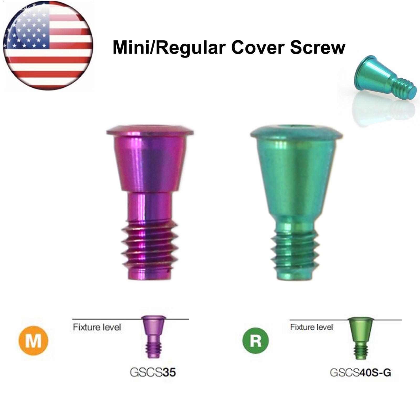 US Dental Fits Osstem Hiossen Healing Abutment Mini Regular Cover Screw Platform