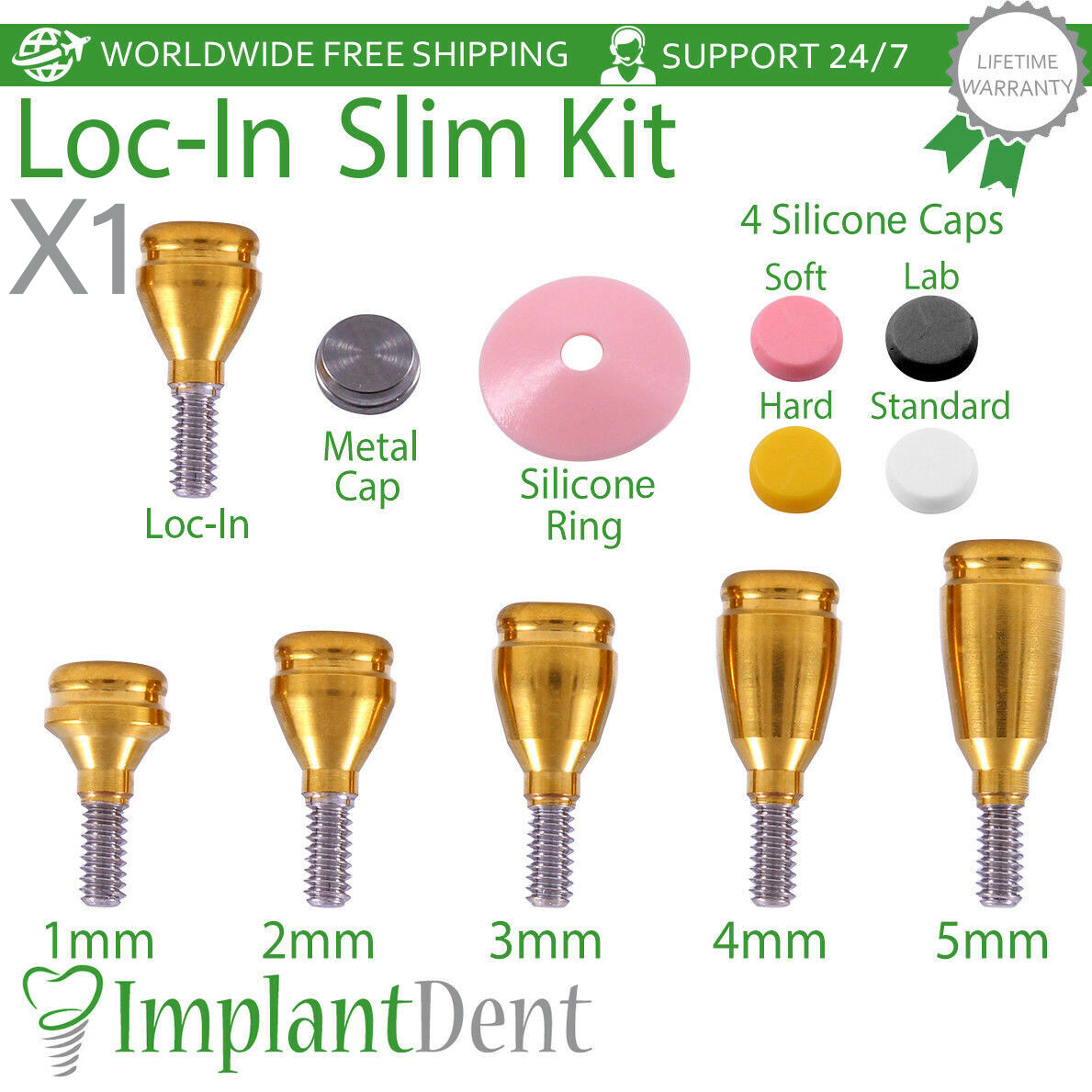Slim Platform Lokator Attachment Silicone Caps Kit Dental Fixture Int Hex Lab