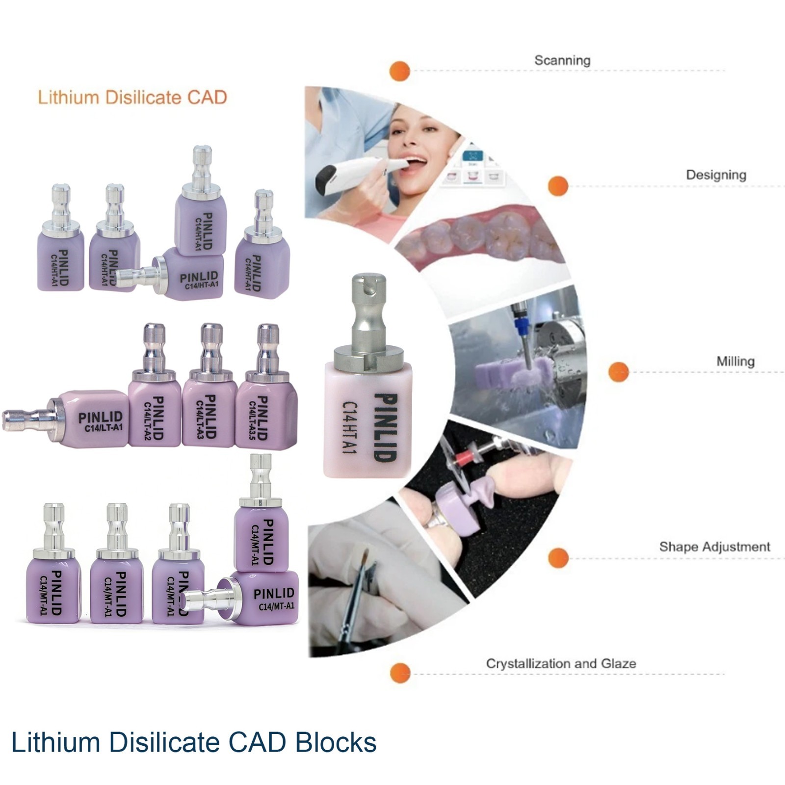 US C14 MT/HT/LT Dental Emax CAD Sirona CEREC Ceramic Lithium Disilicate Blocks
