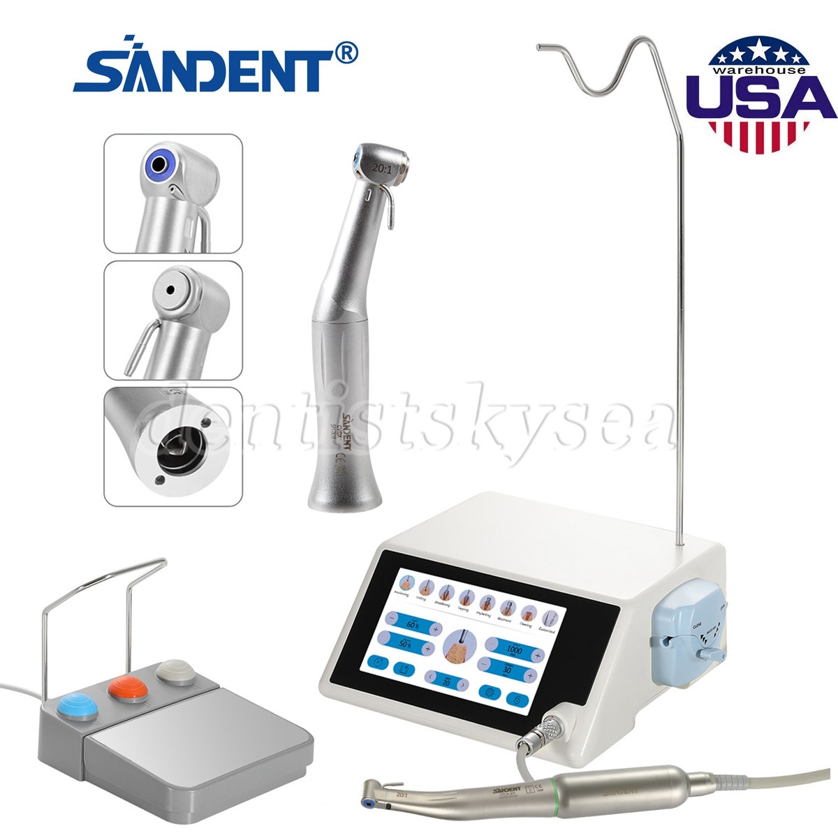 Dental Implant Motor System Surgical Brushless Motor 20:1 Contra Angle AC100-240