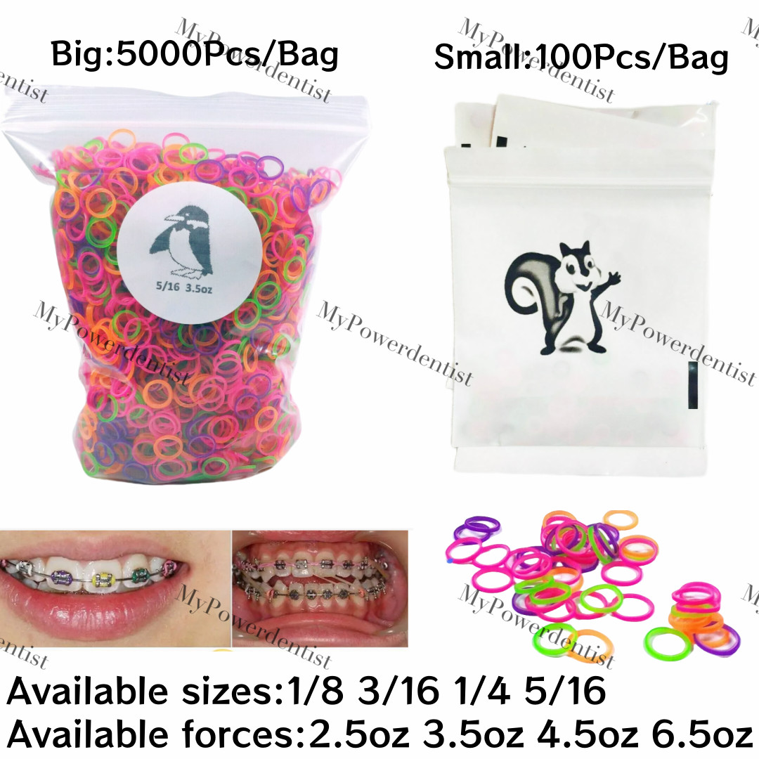 5000Pcs Dental Orthodontic Elastics Ligature Ties Bands Braces 2.5/3.5/4.5/6.5OZ