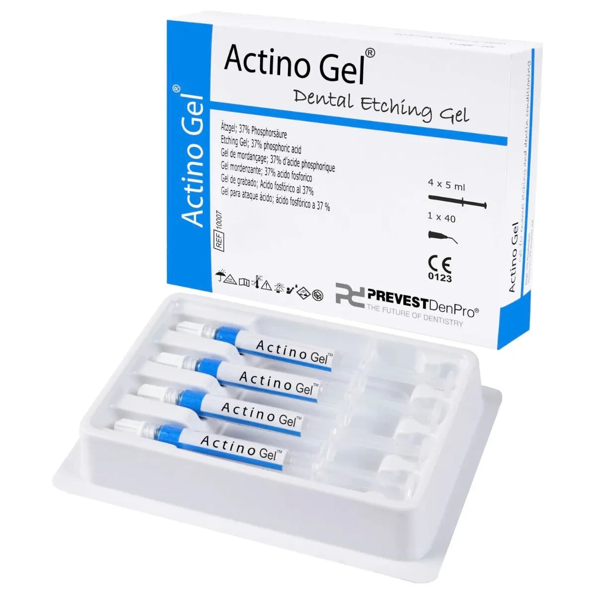 Dental ACTINO GEL Blue Tinted Viscous Etchant Gel 4 x 5ml Syr Pack