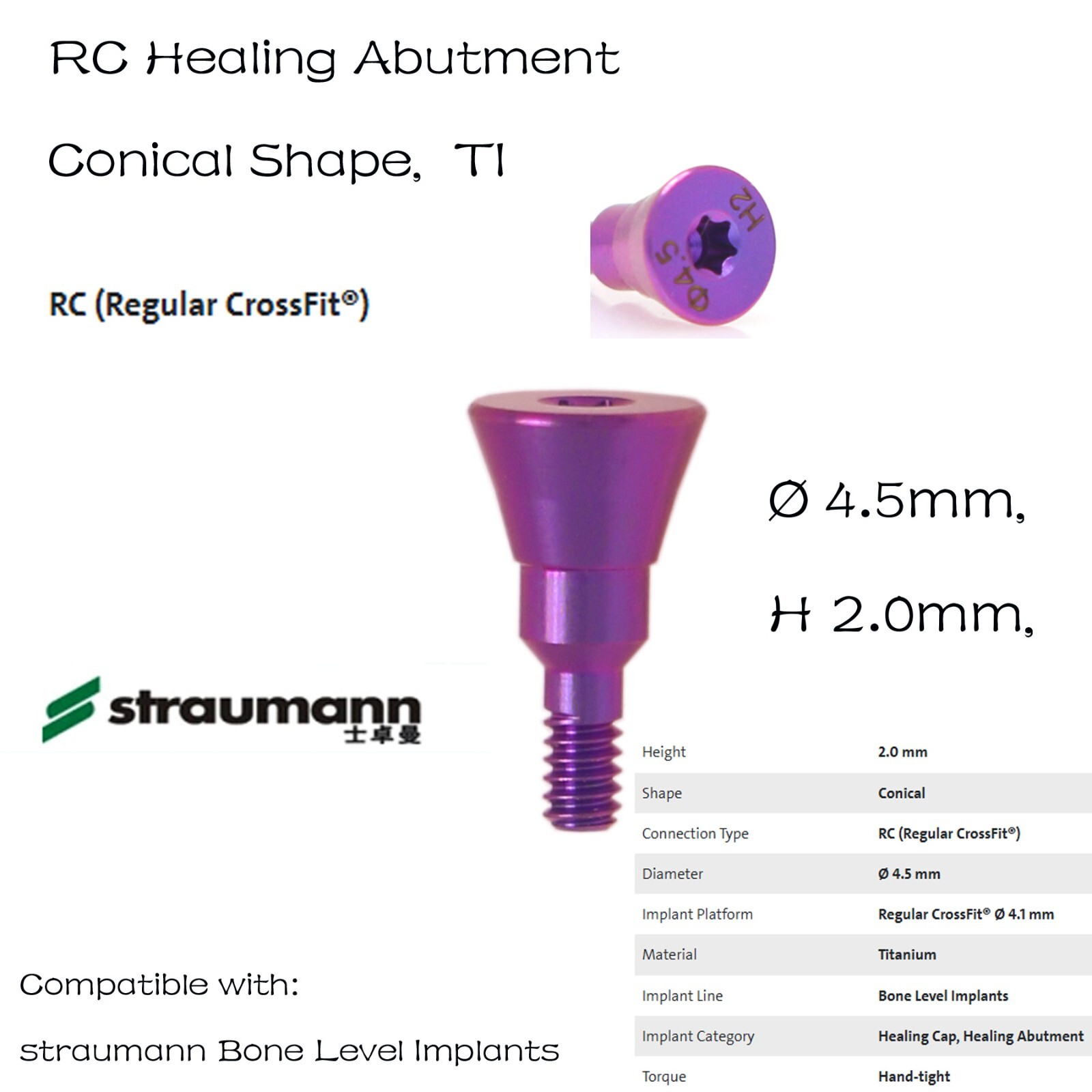 US Straumann RC Healing Abutment Healing Closure Fits ITI Bone Level Regular BLT