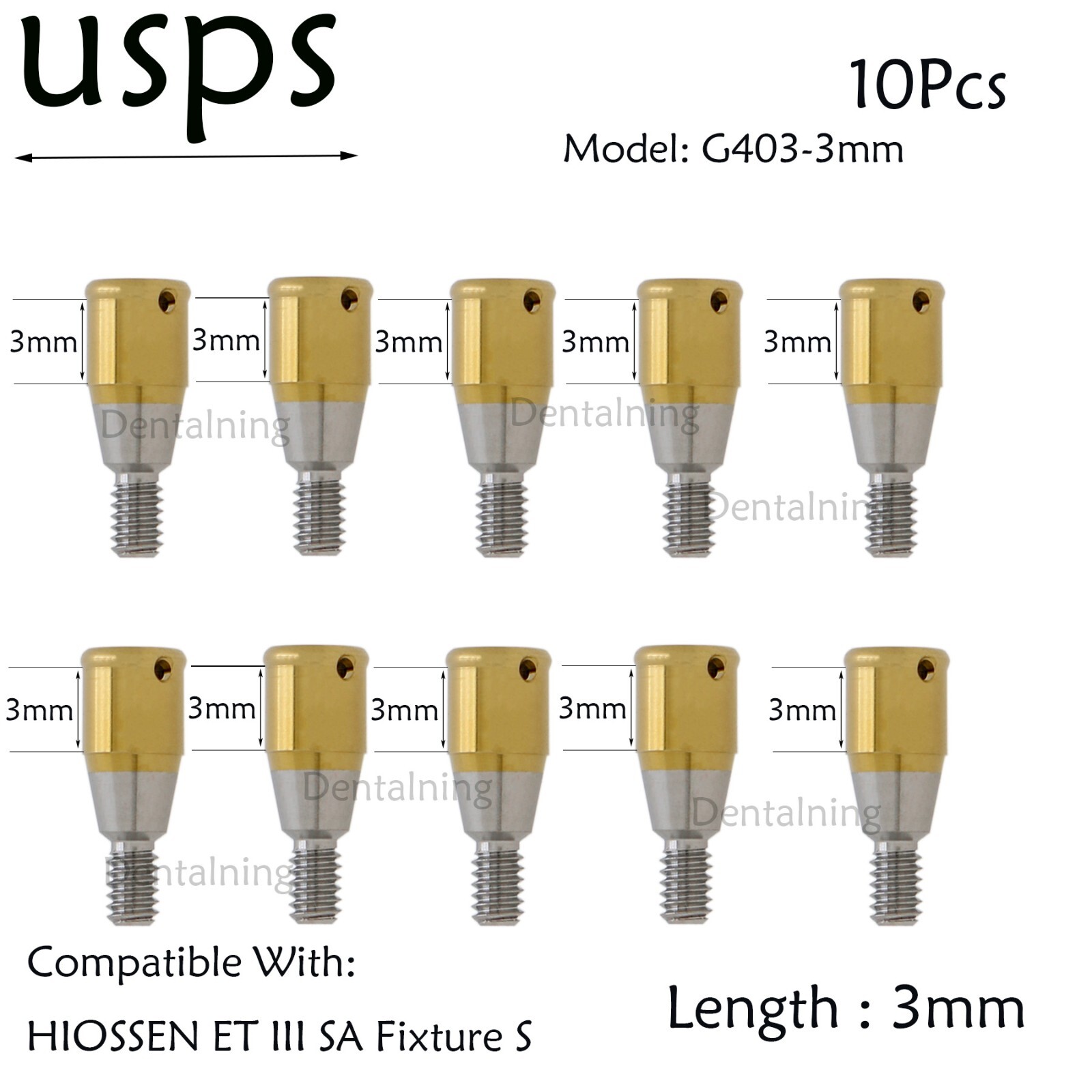 US Hiossen overdenture locator abutment Regular 3.7mm Fits 3/4/5.0mm