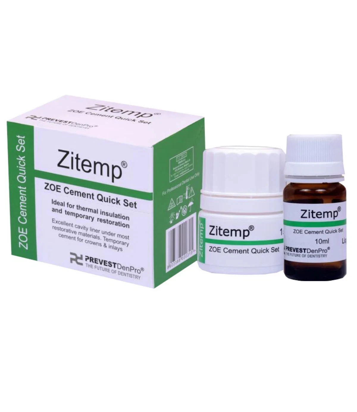 Prevest DenPro Zitemp Zinc Oxide Eugenol ZOE Cement Quick Set -Temporary 20g fs,
