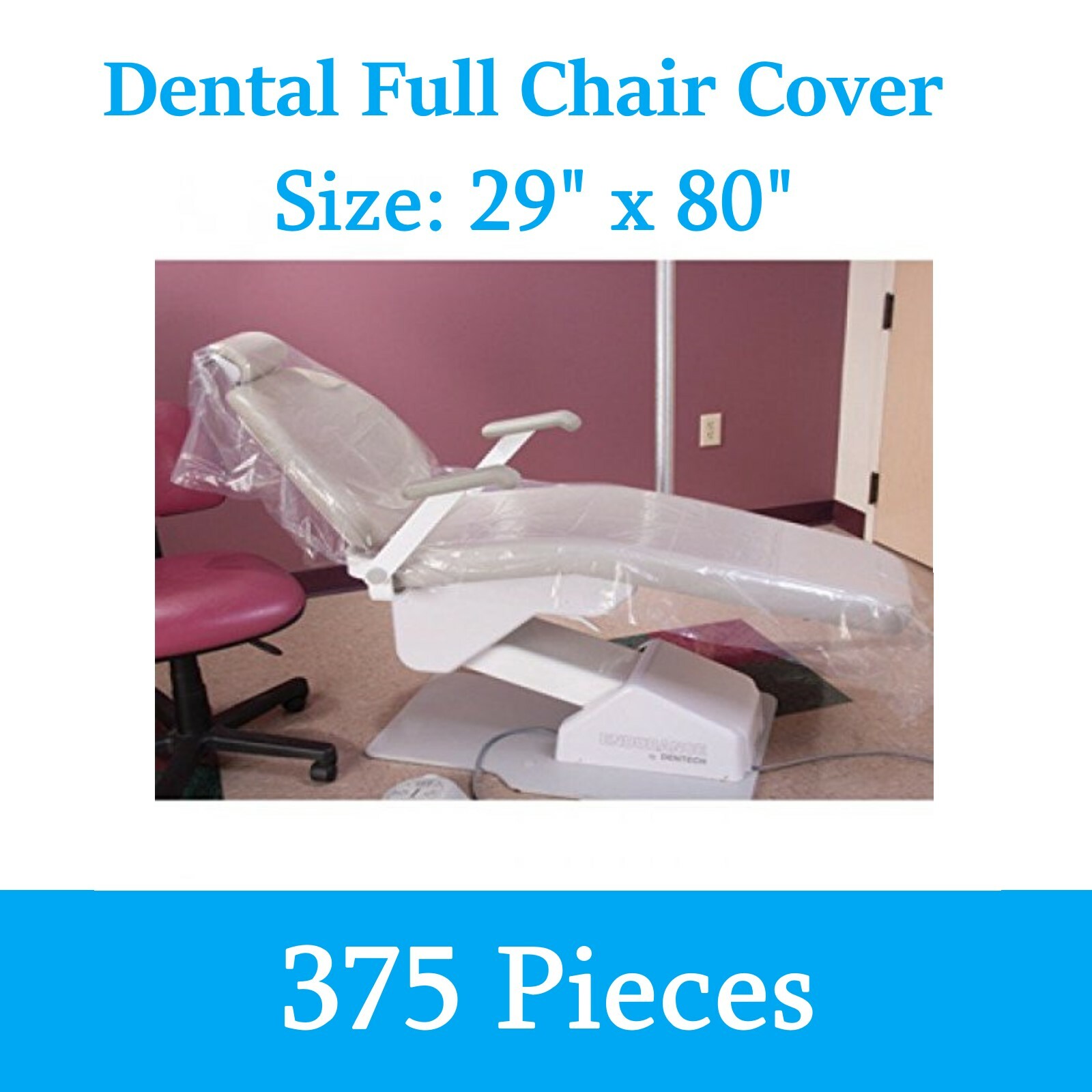 375 pcs / 3 Rolls Dental Full Chair cover sleeve 81″ x 29 1/2″ Extra Long Cover