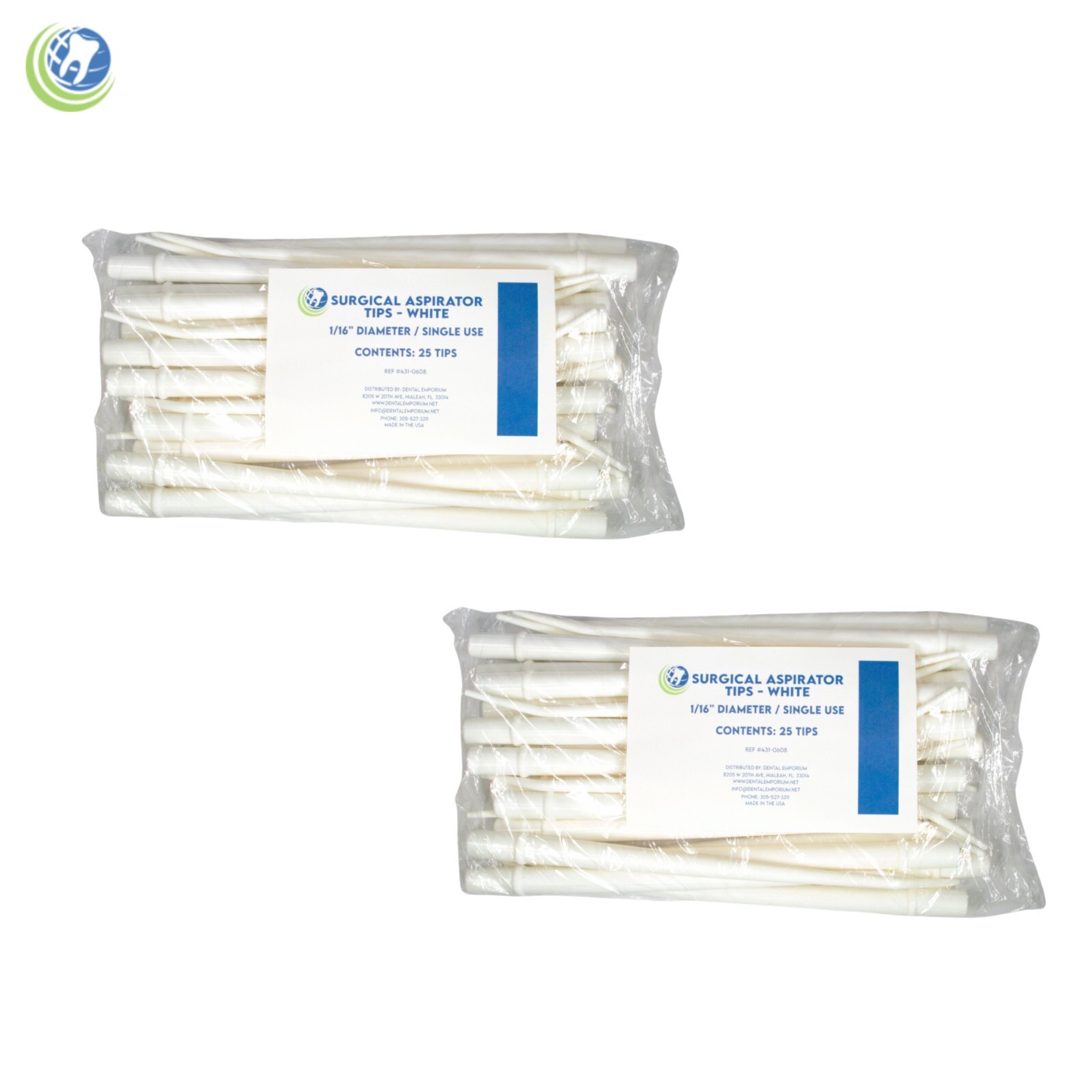 2 X Dental Surgical Aspirator Suction Cannula Tips 1/16″ Diameter Type I 25/Bag