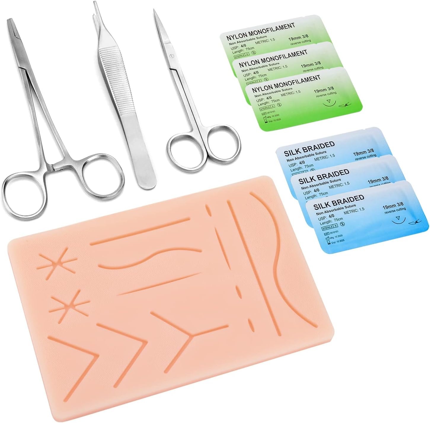 Suture Kit for Medical Students, Suture Stitching Kit with 14/19Pre-Cut Wounds,.