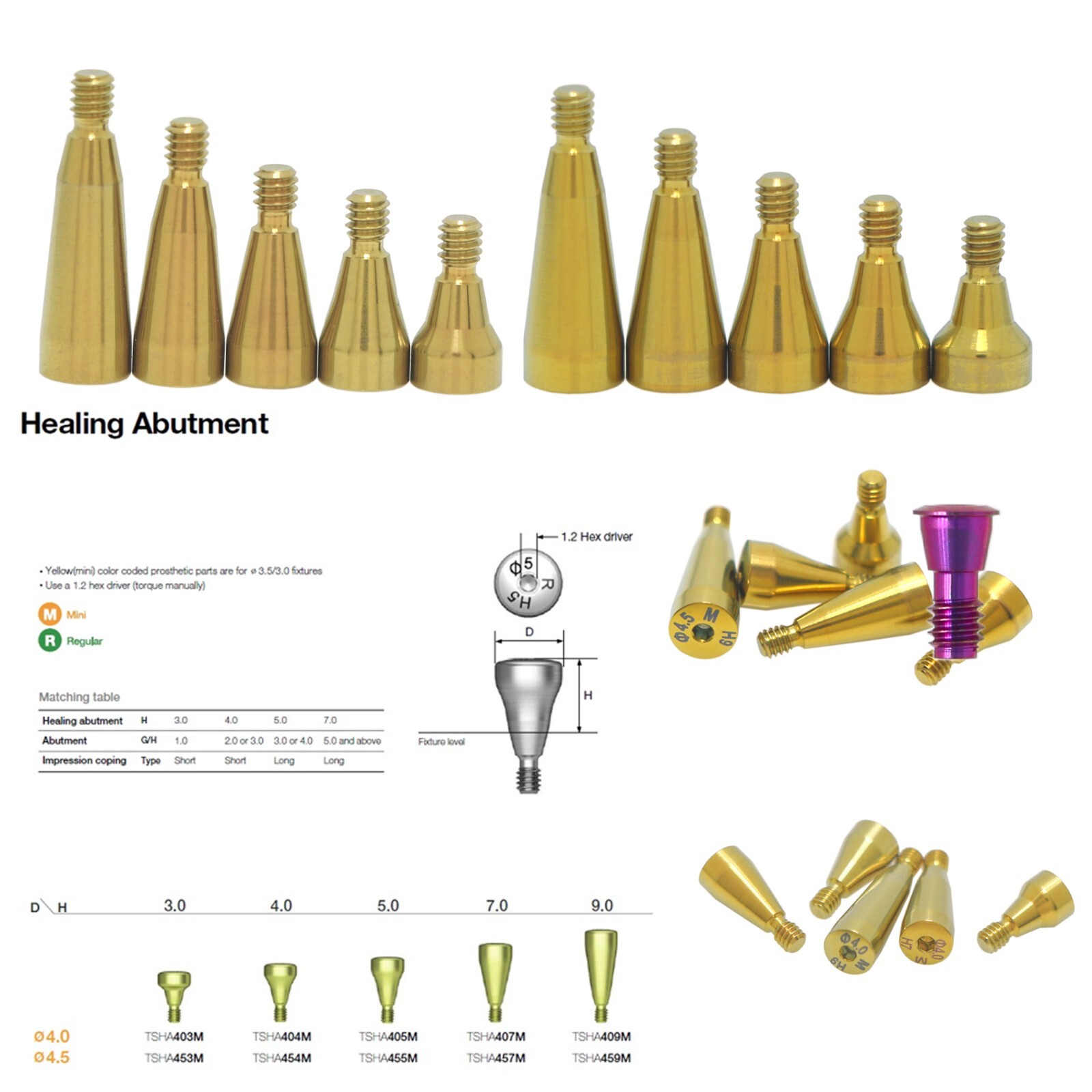 US Osstem Hiossen ET Transfer Analog Healing Abutment Locators fits Mini/Regular