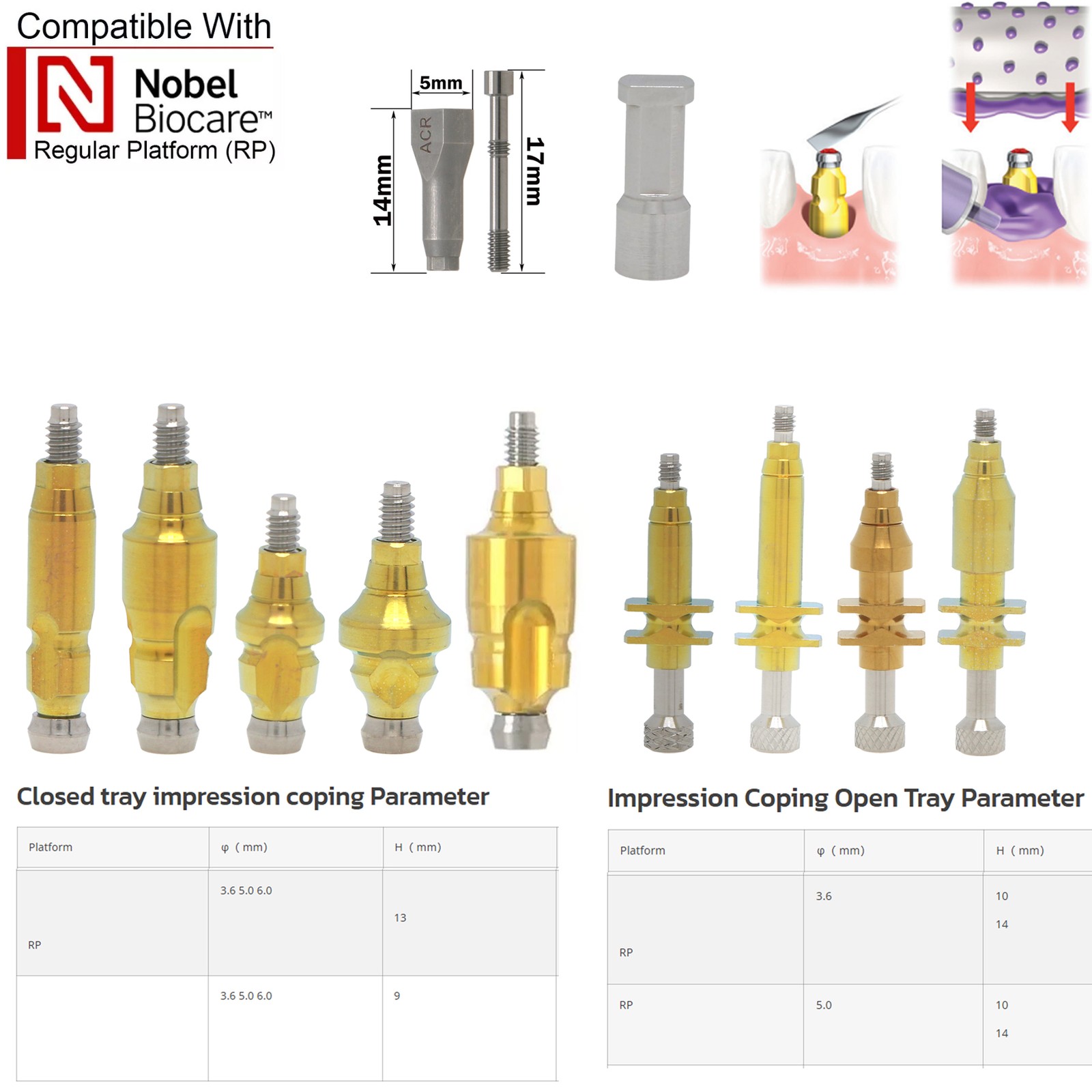 US Nobel Biocare Hex Locator/Healing Cap/Abutment /Impression Coping Accessories