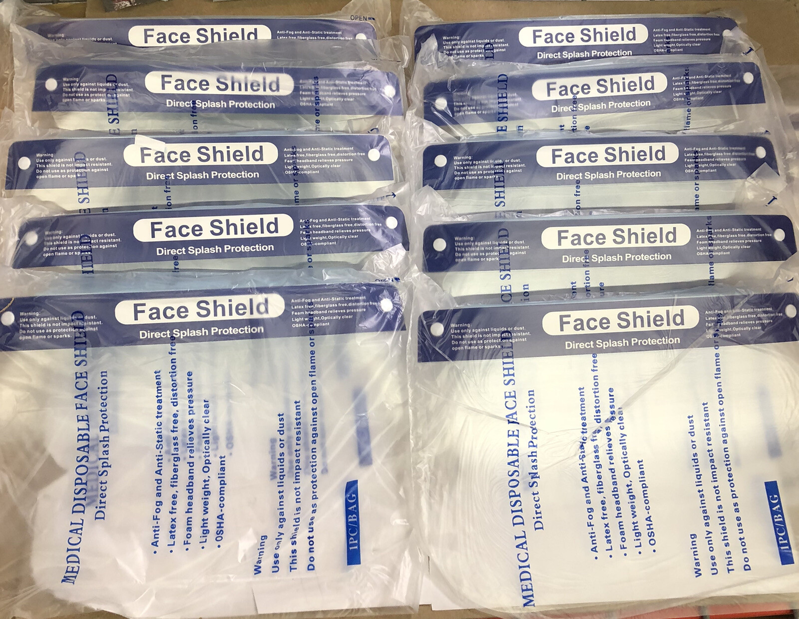 10pcs Safety Full Face Shield Clear Protector Work Medical Dental US Seller