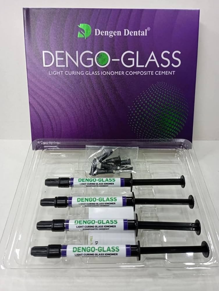 3 Kits of Dental DENGOGLASS Light Cured Glass Ionomer Restorative Cement 4 x 2gm