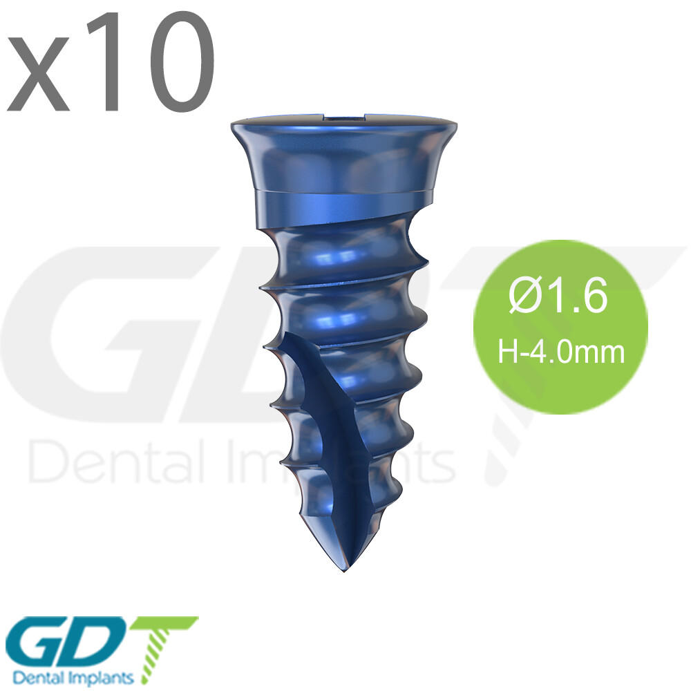 10 Self Drilling GBR Bon Screw Ø1.6mm, 4.0mm Membrane Fixation Dental Im plant