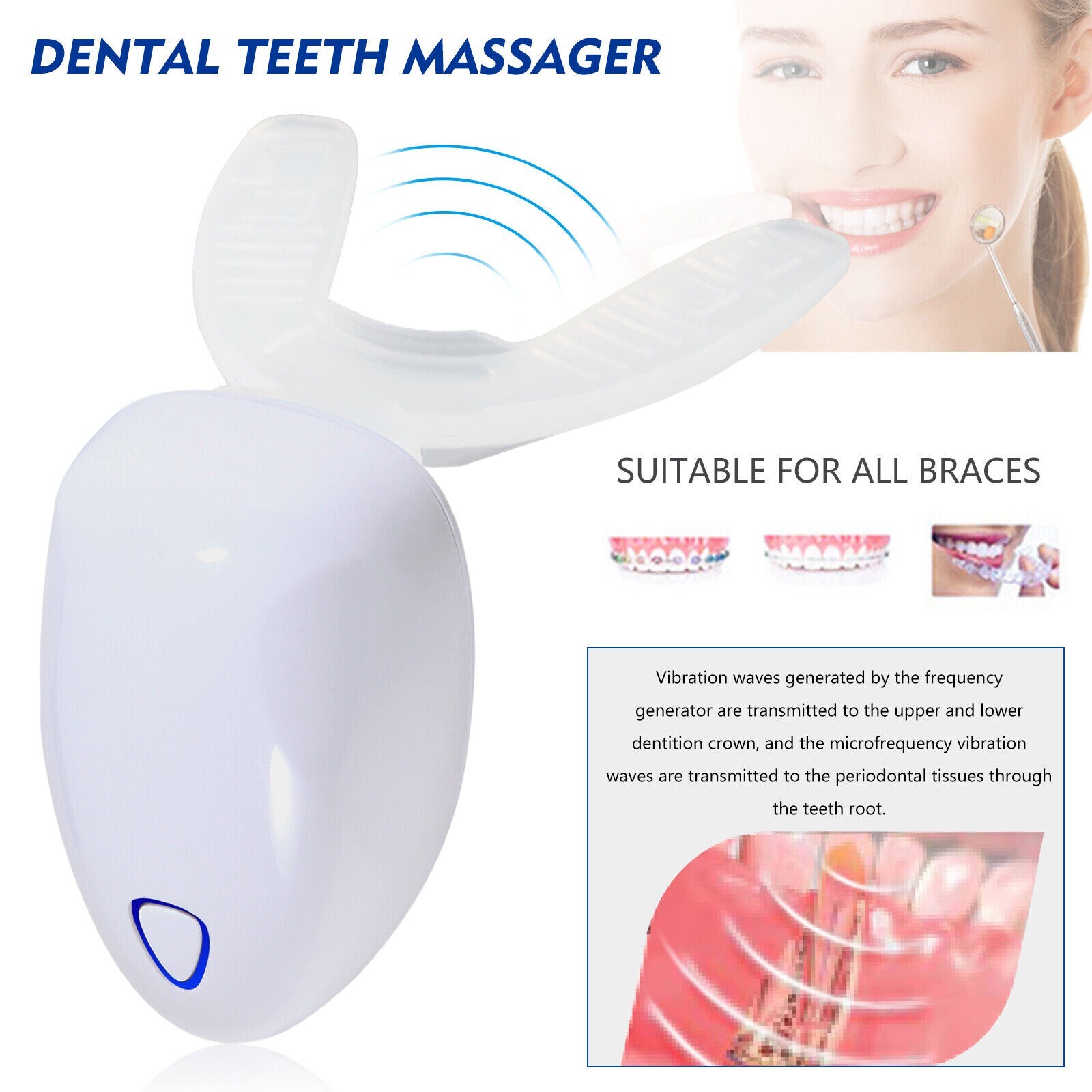 Dental Orthodontic Accelerator Teeth Massager Vibrator & 2 Brackets Tool Kit