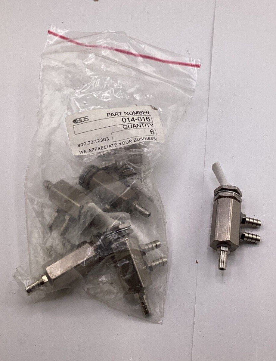 QTY 6 Beaverstate Dental Systems Nickel Plated Brass Routing Valve 014-016