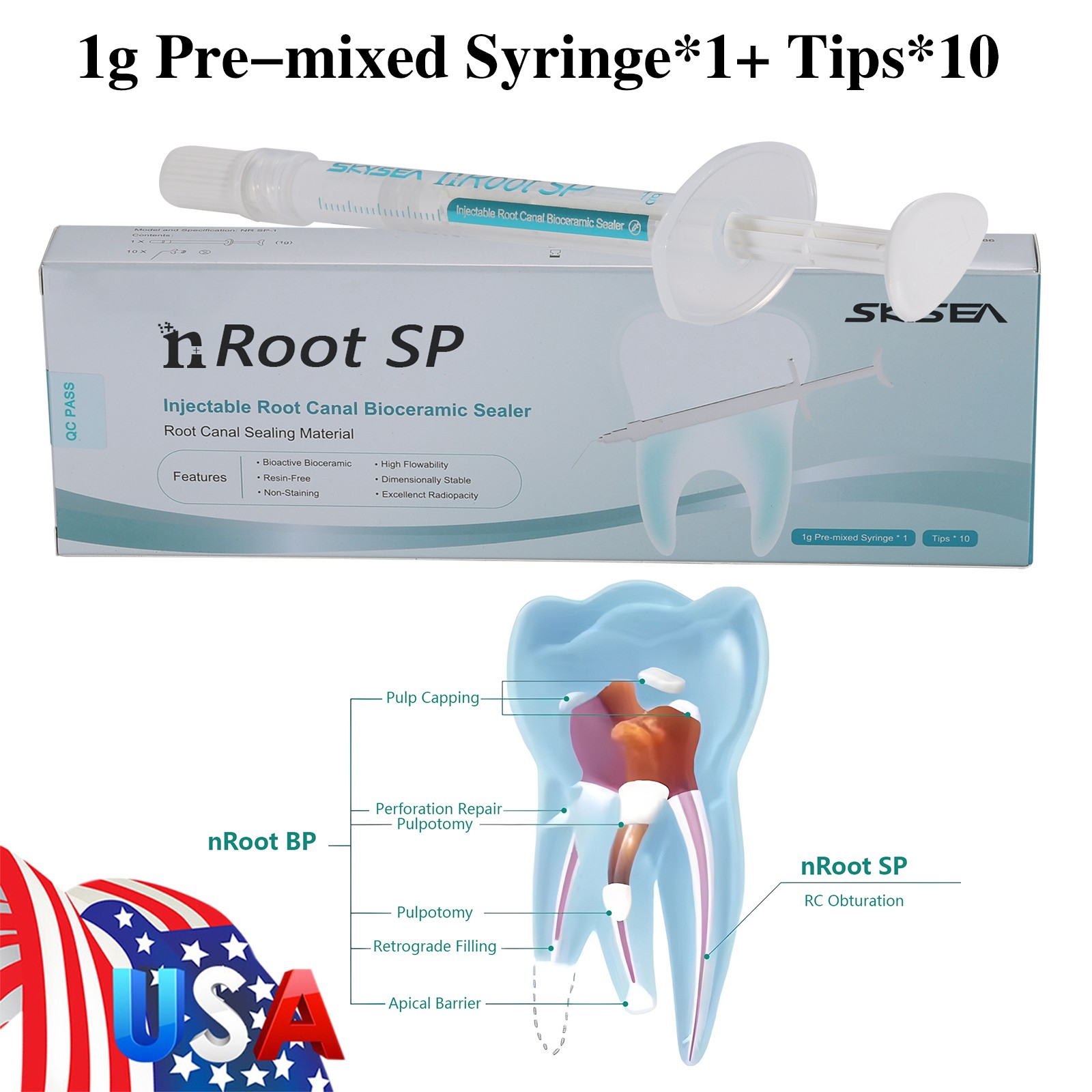 1g Material de Sellado para Endodoncia Injectable Biocerámico Dental