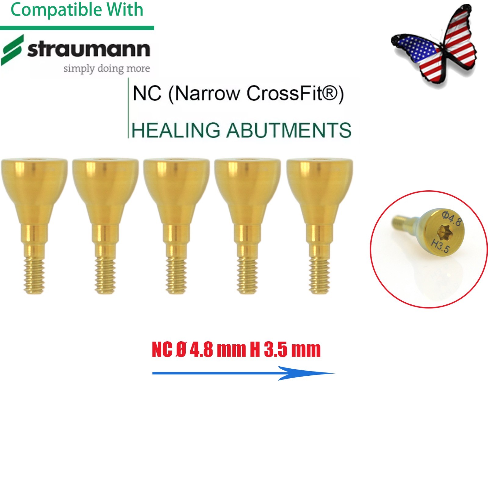 Dental NC Healing Abutment & Closure Cover Screw Straumann Bone Level BLT Ø3.3