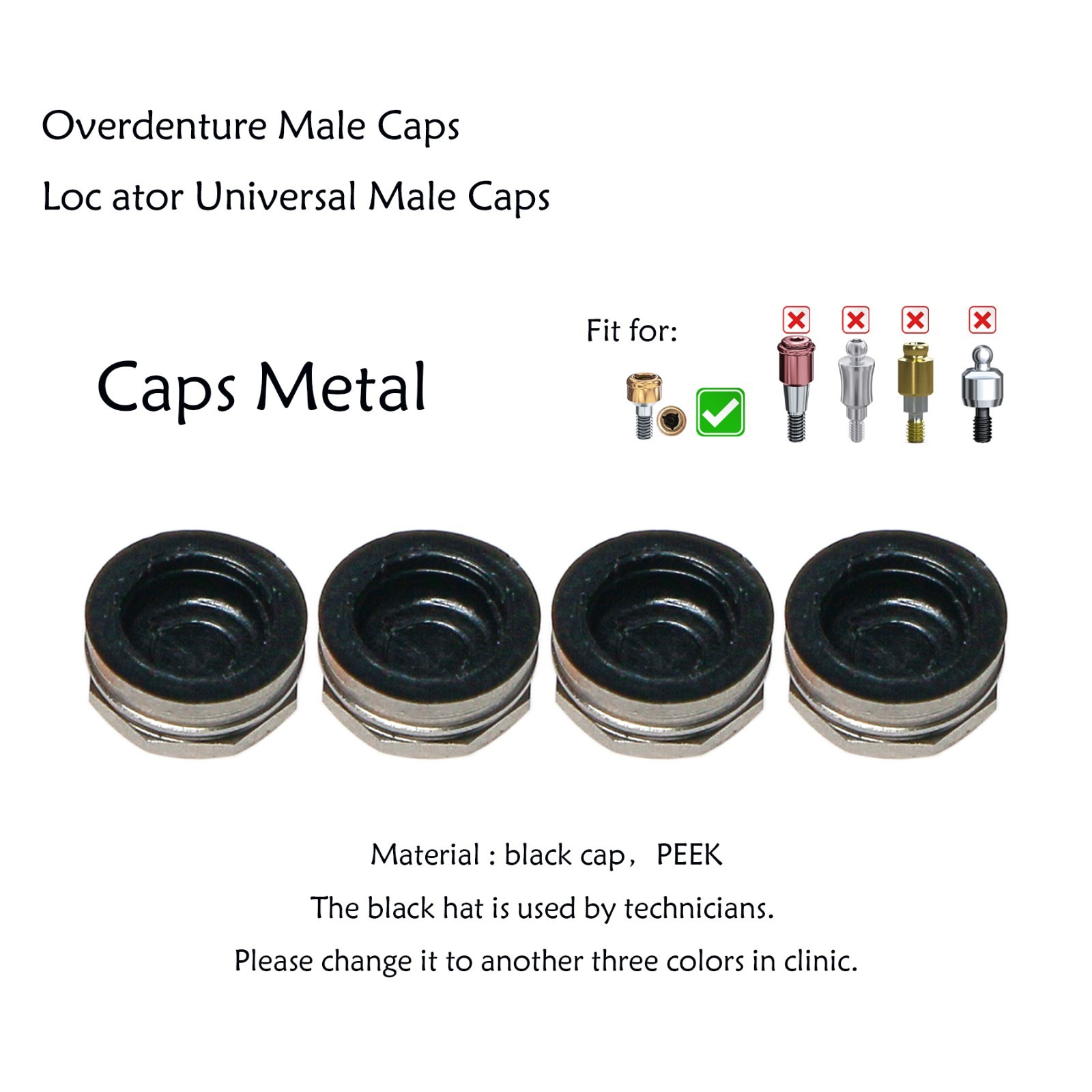 Dental Zest Locator Replacement Metal Housing &Black Lab Processing Cap Assembly