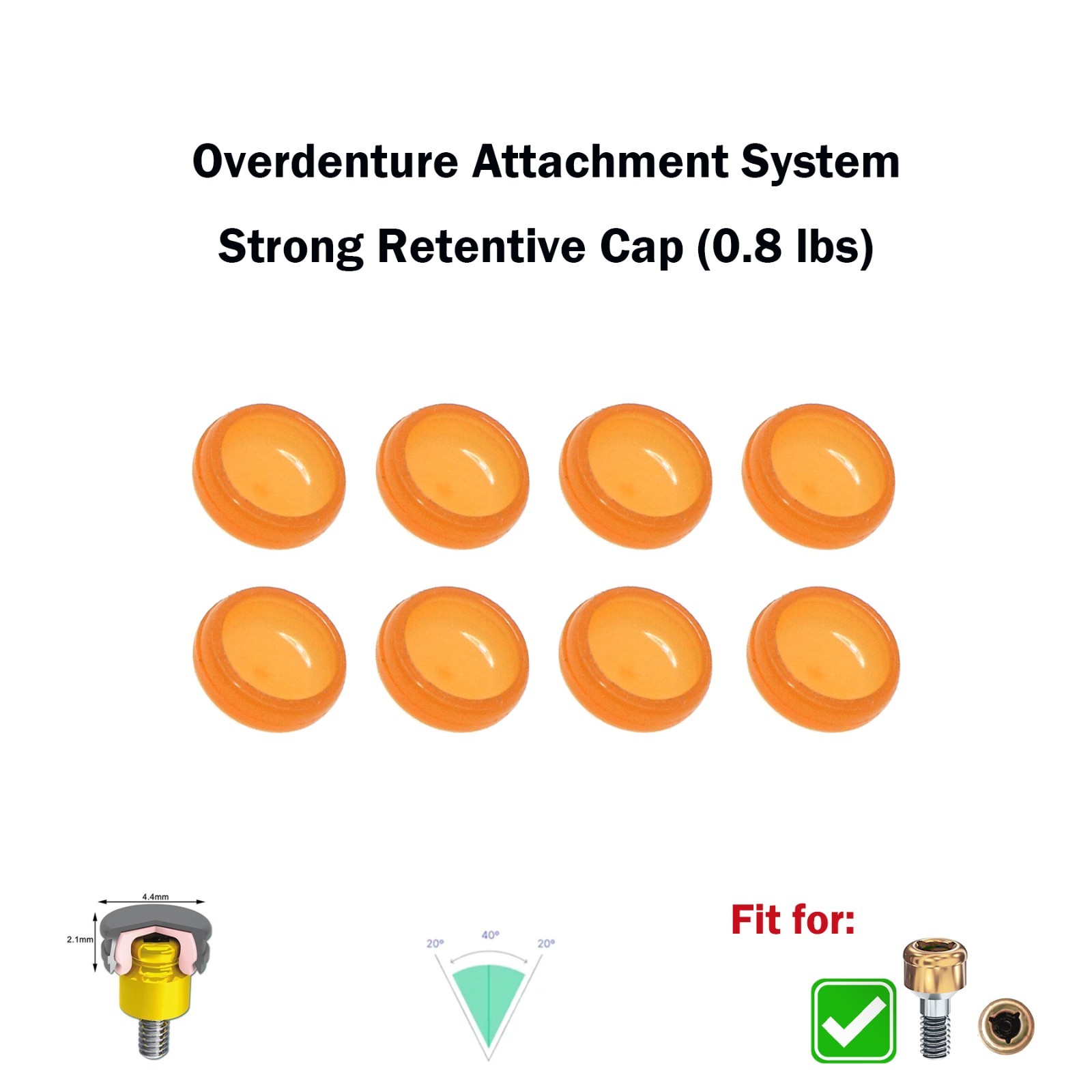 Dental Overdenture Locator Abutments Retention Caps Implant Male Cap Inserts Set