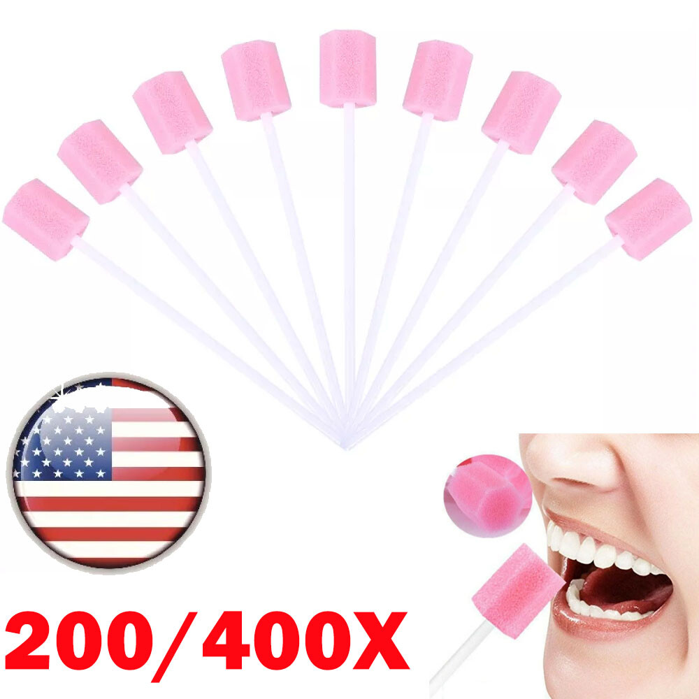 200/400Pcs Disposable Oral Care Cleaning Sponge Sticks Tooth Mouth Swabs NEW