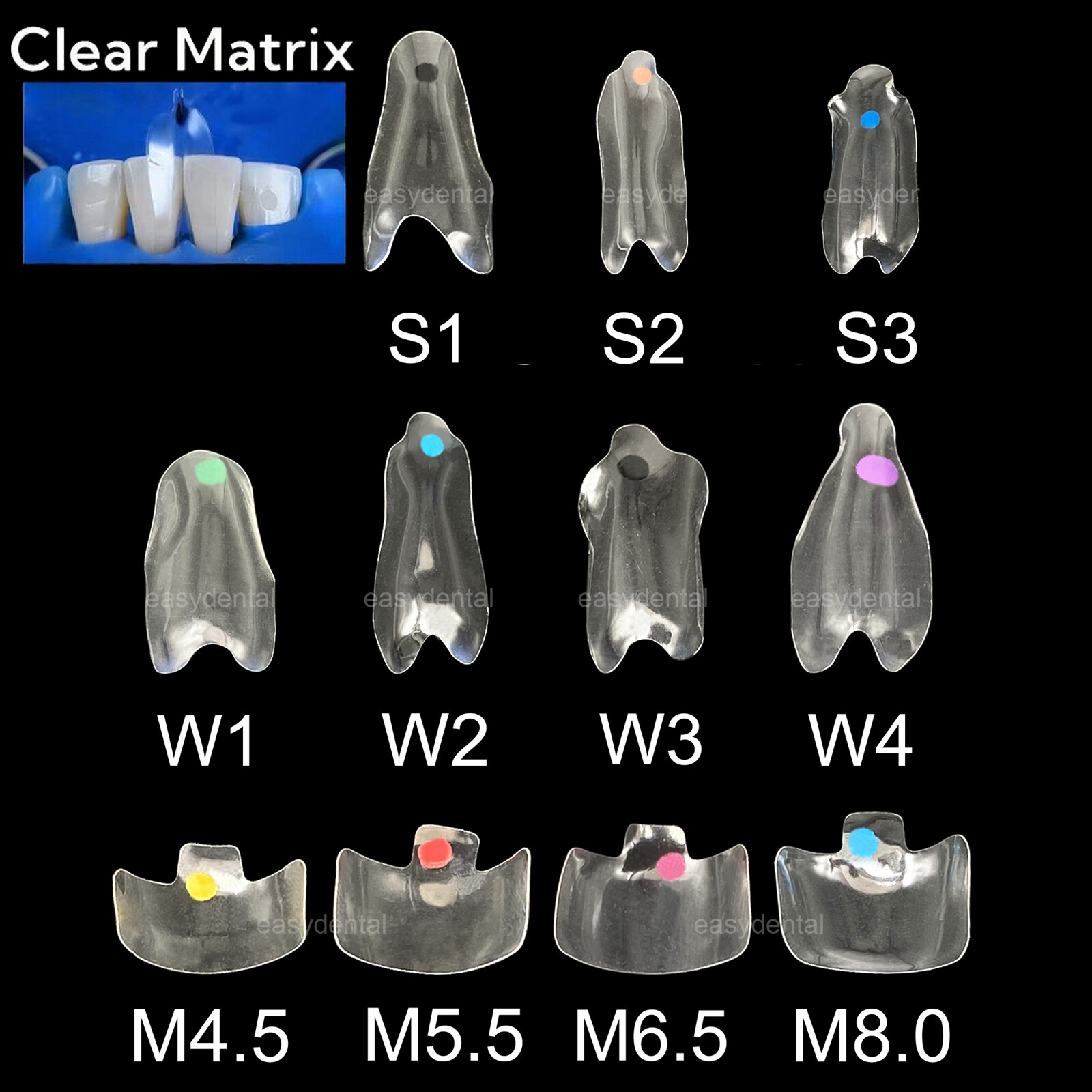 10Pc Clear Matrix Dental Anterior Posterior Transparent BT Matrices Fit BioClear