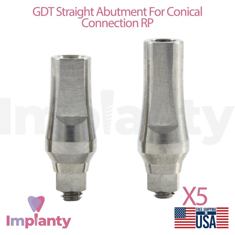 5 Straight Prosthetic RP Titanium Dental Conical Similar Nobel Active Ø4.3-5mm
